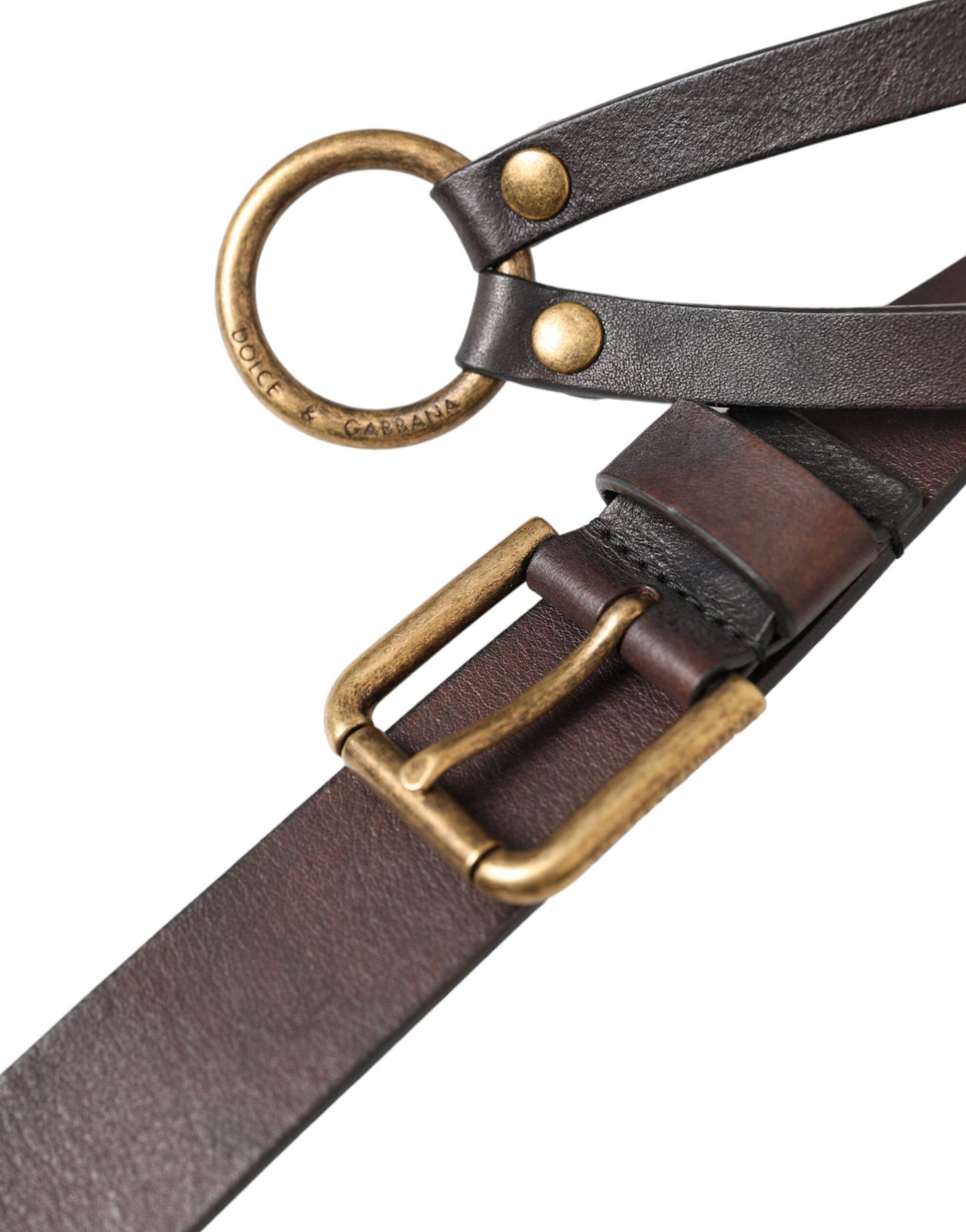 Dolce & Gabbana Dark Brown Leather Gold Metal Buckle Women Belt Curated Luxury Accessories by Orvyn