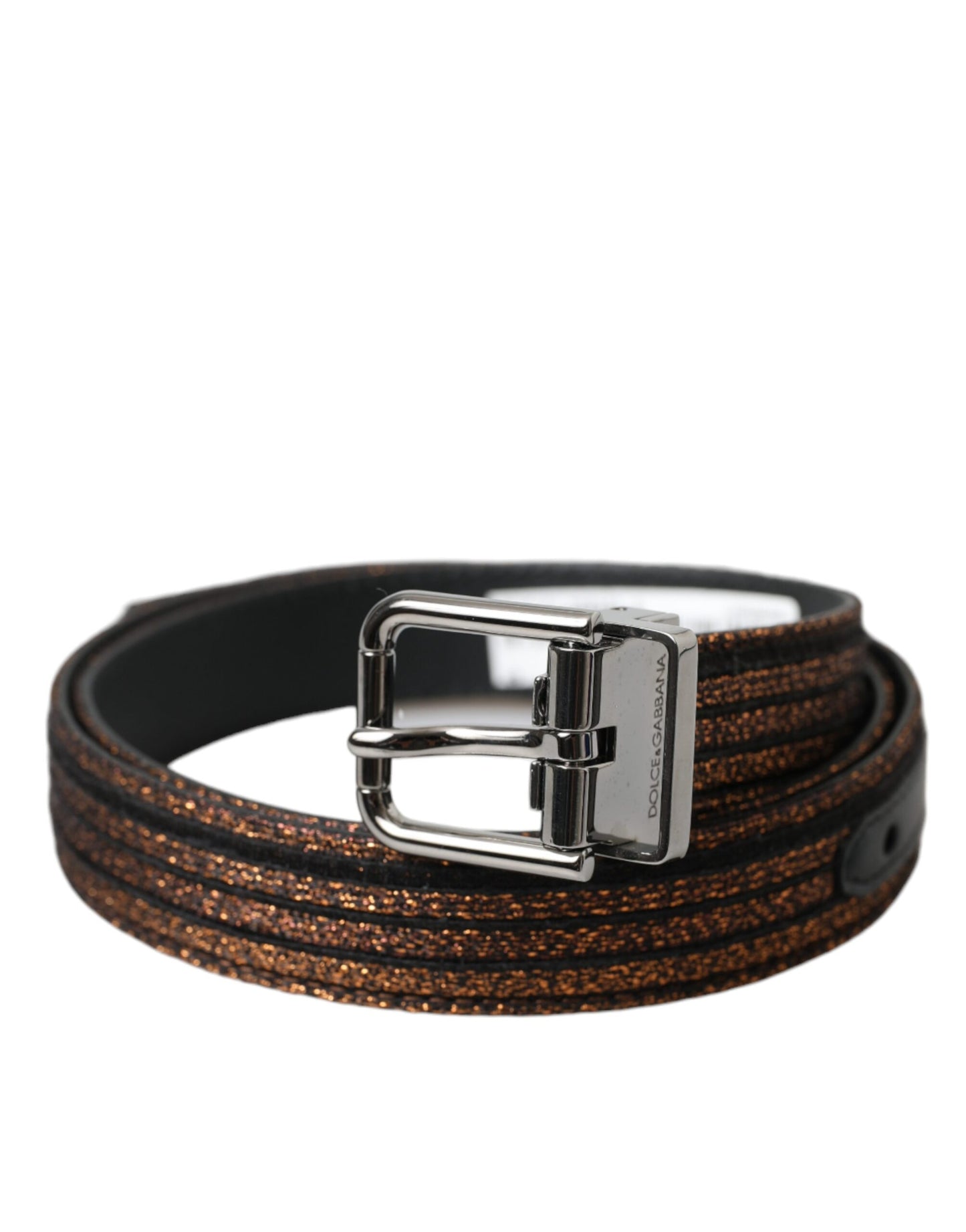 Dolce & Gabbana Gold Jacquard Stripes Silver Metal Buckle Belt Curated Luxury Accessories by Orvyn