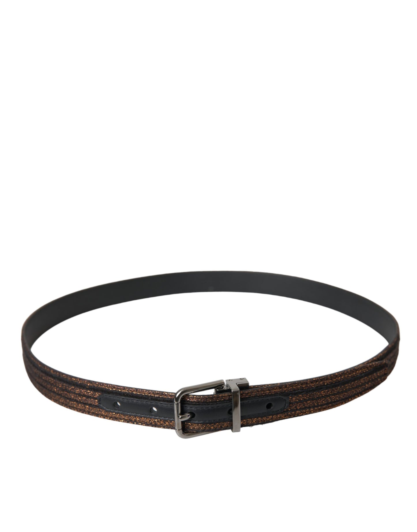 Dolce & Gabbana Gold Jacquard Stripes Silver Metal Buckle Belt Curated Luxury Accessories by Orvyn