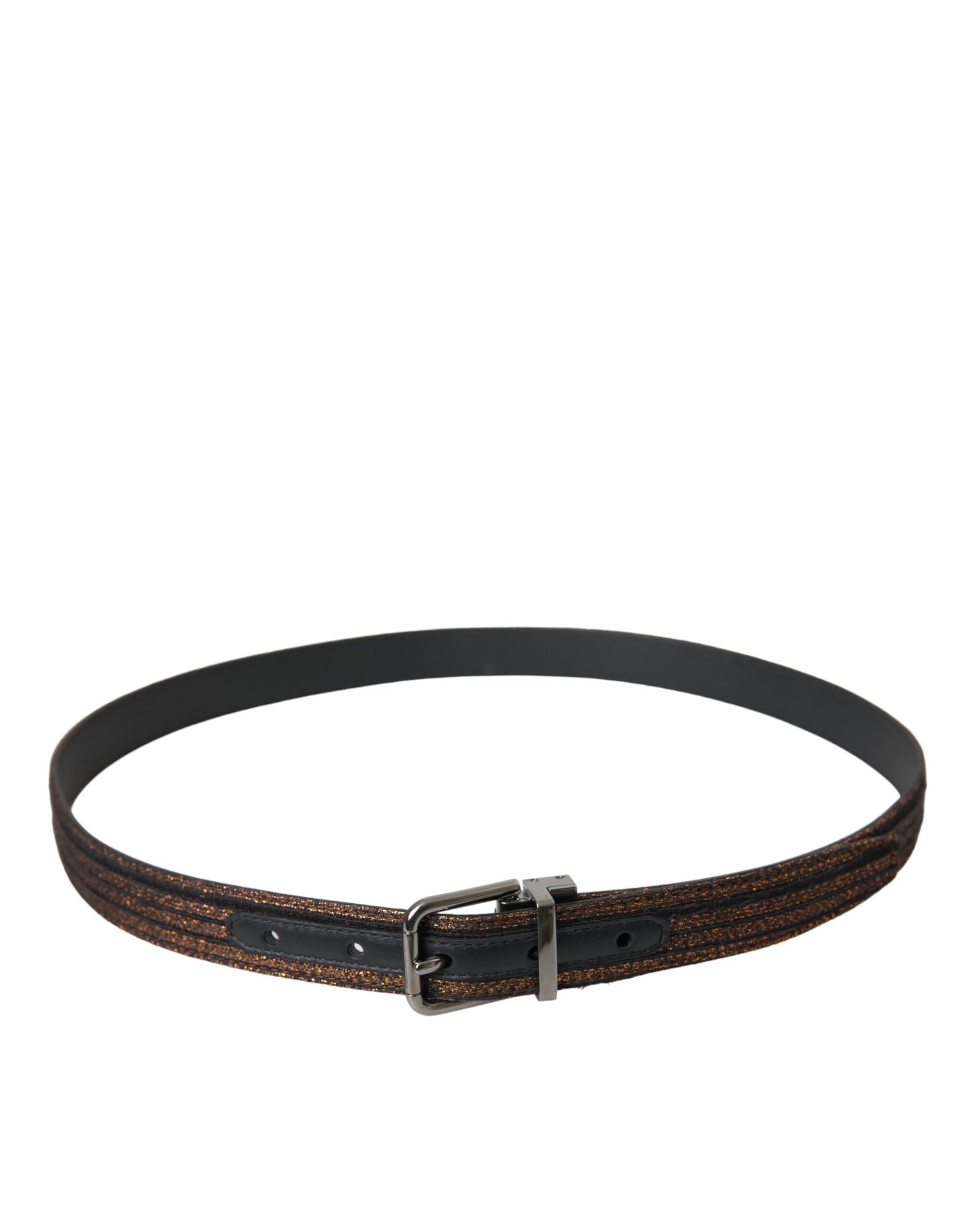 Dolce & Gabbana Gold Jacquard Stripes Silver Metal Buckle Belt Curated Luxury Accessories by Orvyn
