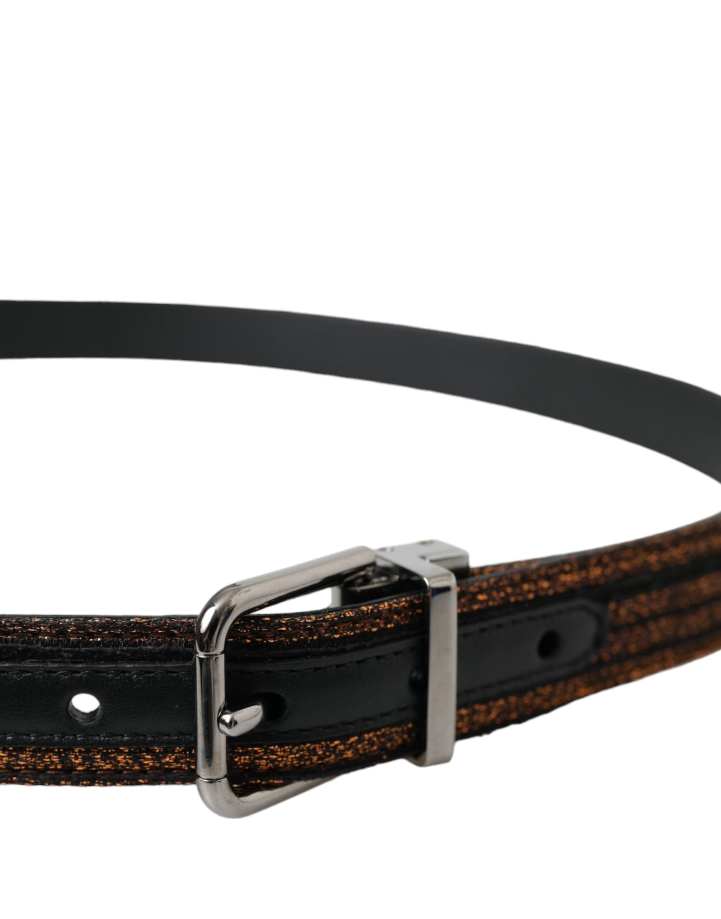 Dolce & Gabbana Gold Jacquard Stripes Silver Metal Buckle Belt Curated Luxury Accessories by Orvyn