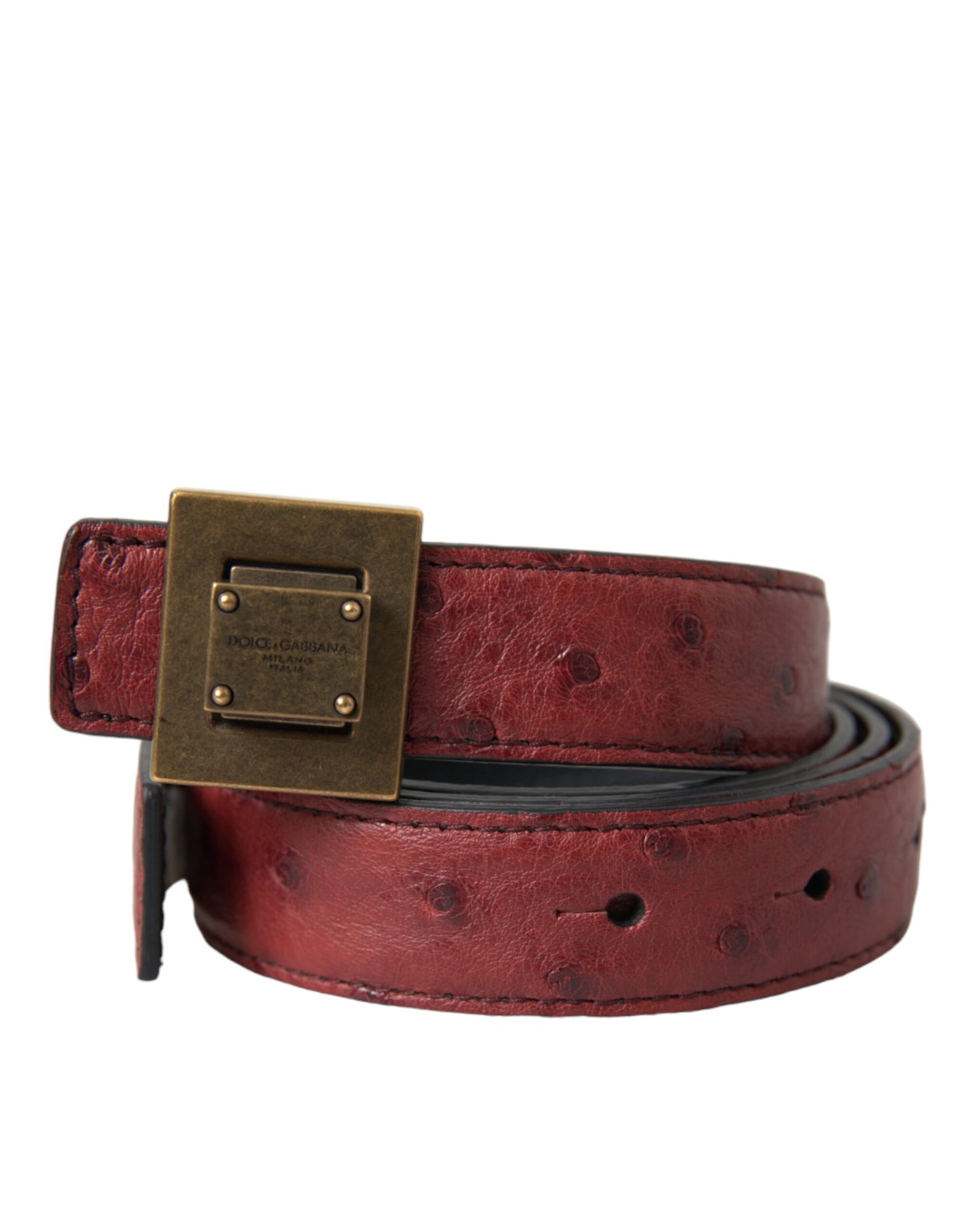 Dolce & Gabbana Brown Leather Square Metal Buckle Belt Curated Luxury Accessories by Orvyn
