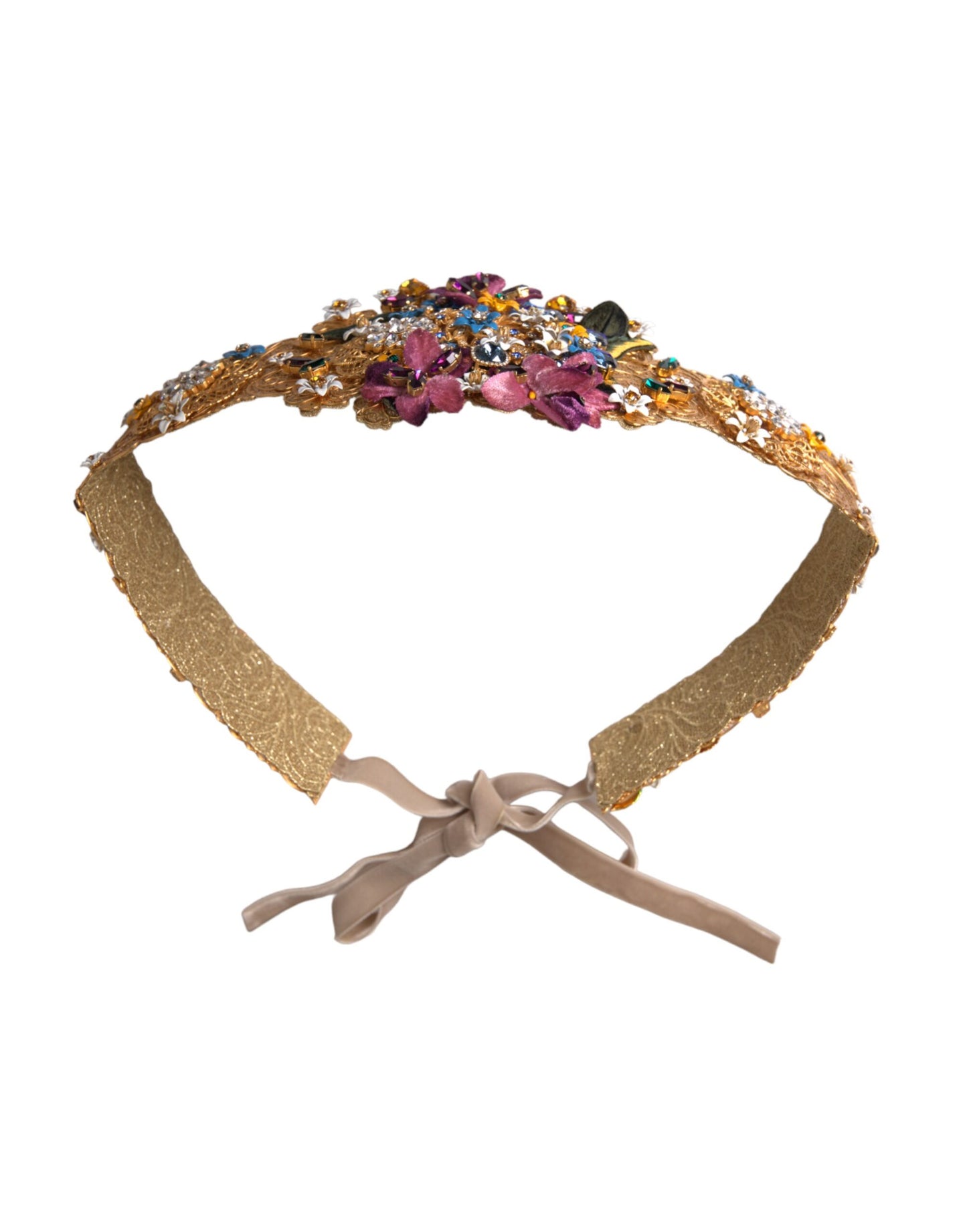Dolce & Gabbana Multicolor Embellished Floral Crystal Wide Waist Belt Curated Luxury Accessories by Orvyn