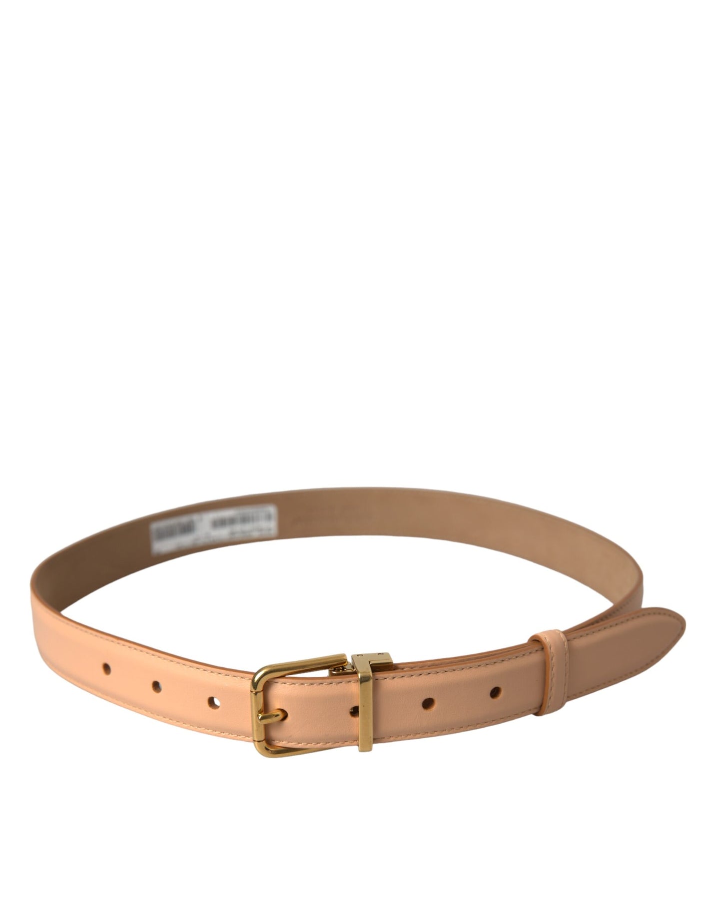 Dolce & Gabbana Beige Calfskin Leather Gold Metal Buckle Belt Curated Luxury Accessories by Orvyn