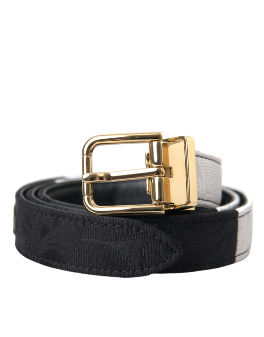Dolce & Gabbana Black White Patchwork Gold Metal Buckle Belt Curated Luxury Accessories by Orvyn