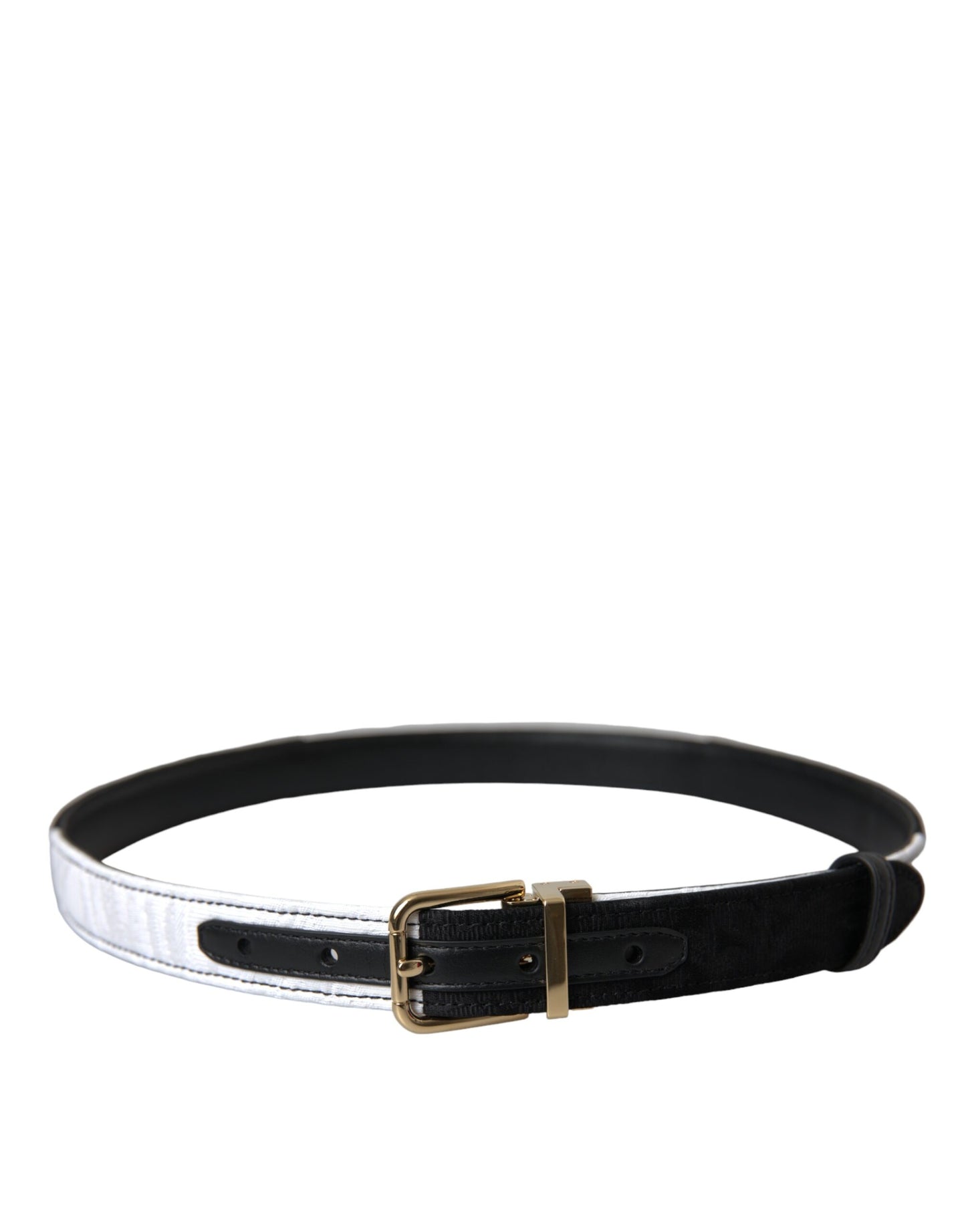 Dolce & Gabbana Black White Patchwork Gold Metal Buckle Belt Curated Luxury Accessories by Orvyn