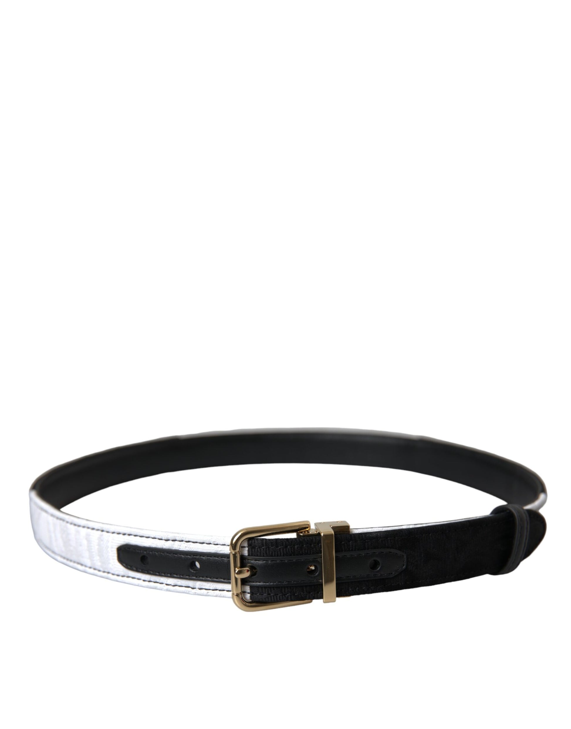 Dolce & Gabbana Black White Patchwork Gold Metal Buckle Belt Curated Luxury Accessories by Orvyn
