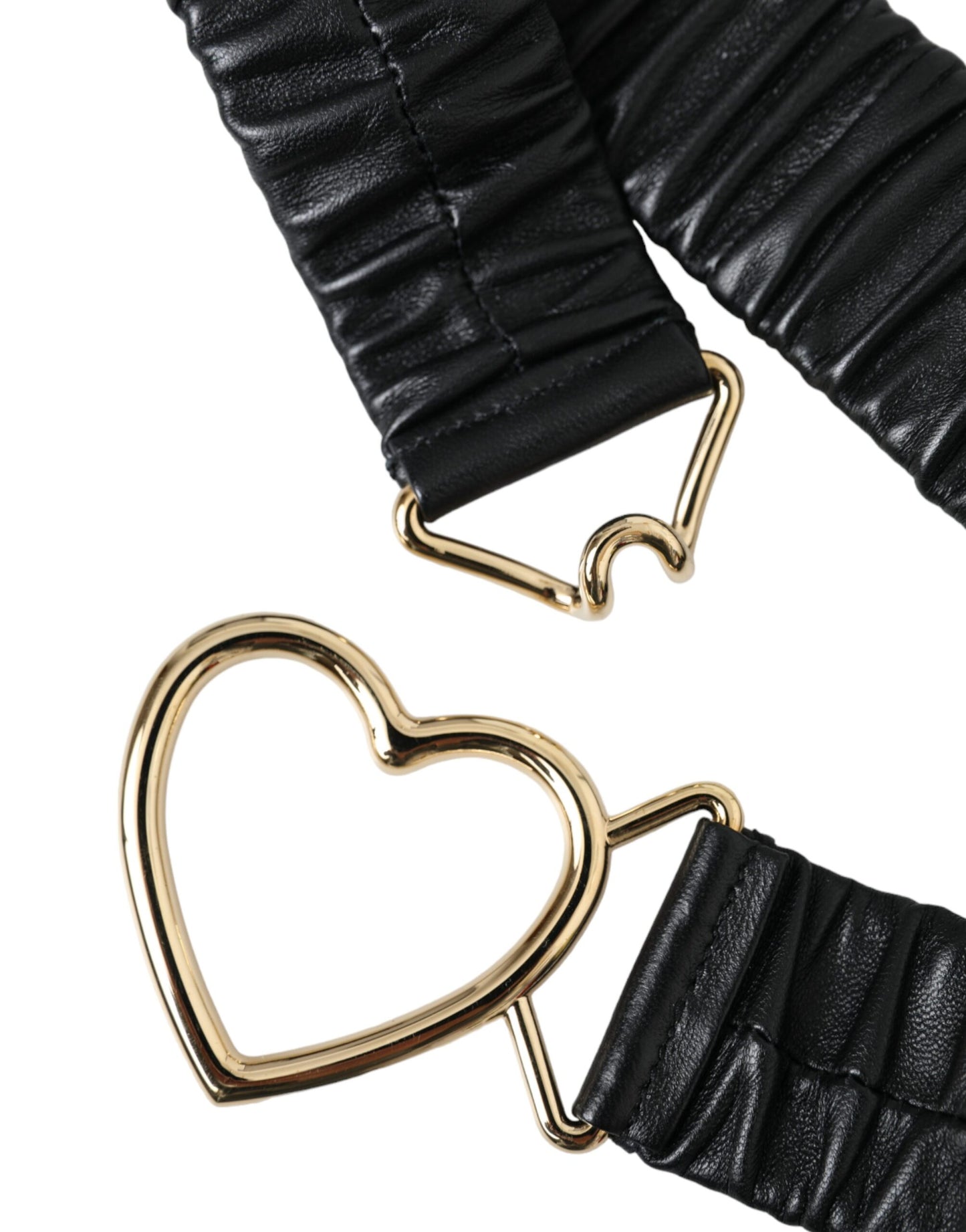 Dolce & Gabbana Black Leather Gold Heart Metal Buckle Belt Curated Luxury Accessories by Orvyn