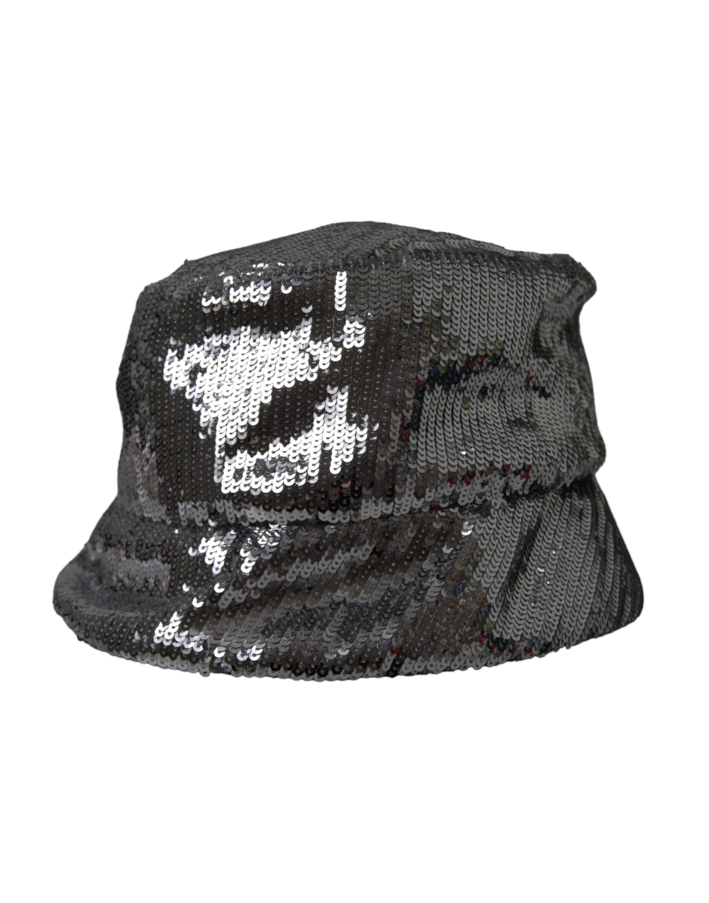 Dolce & Gabbana Silver Sequined Nylon Bucket Hat Men Curated Luxury Accessories by Orvyn
