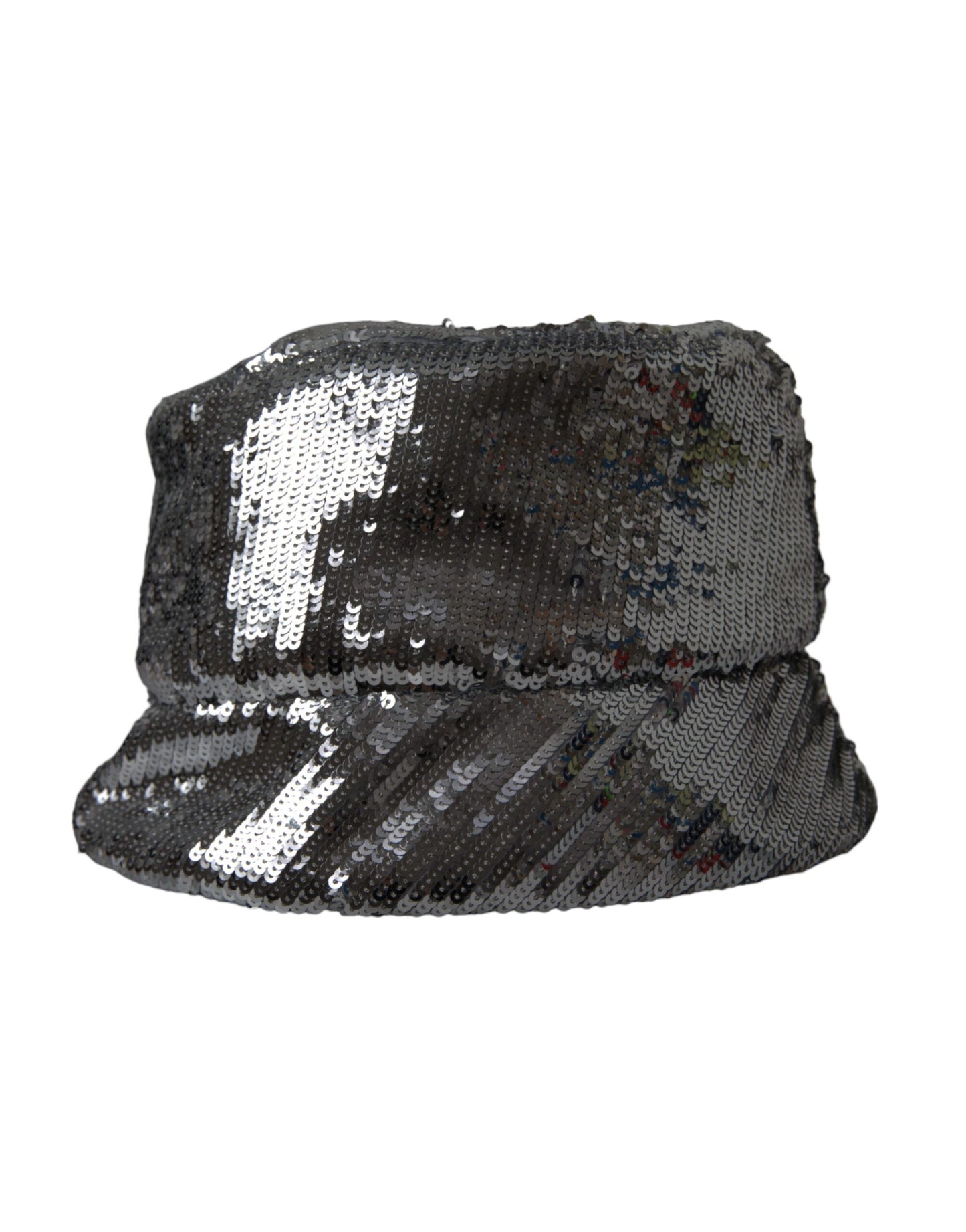 Dolce & Gabbana Silver Sequined Nylon Bucket Hat Men Curated Luxury Accessories by Orvyn