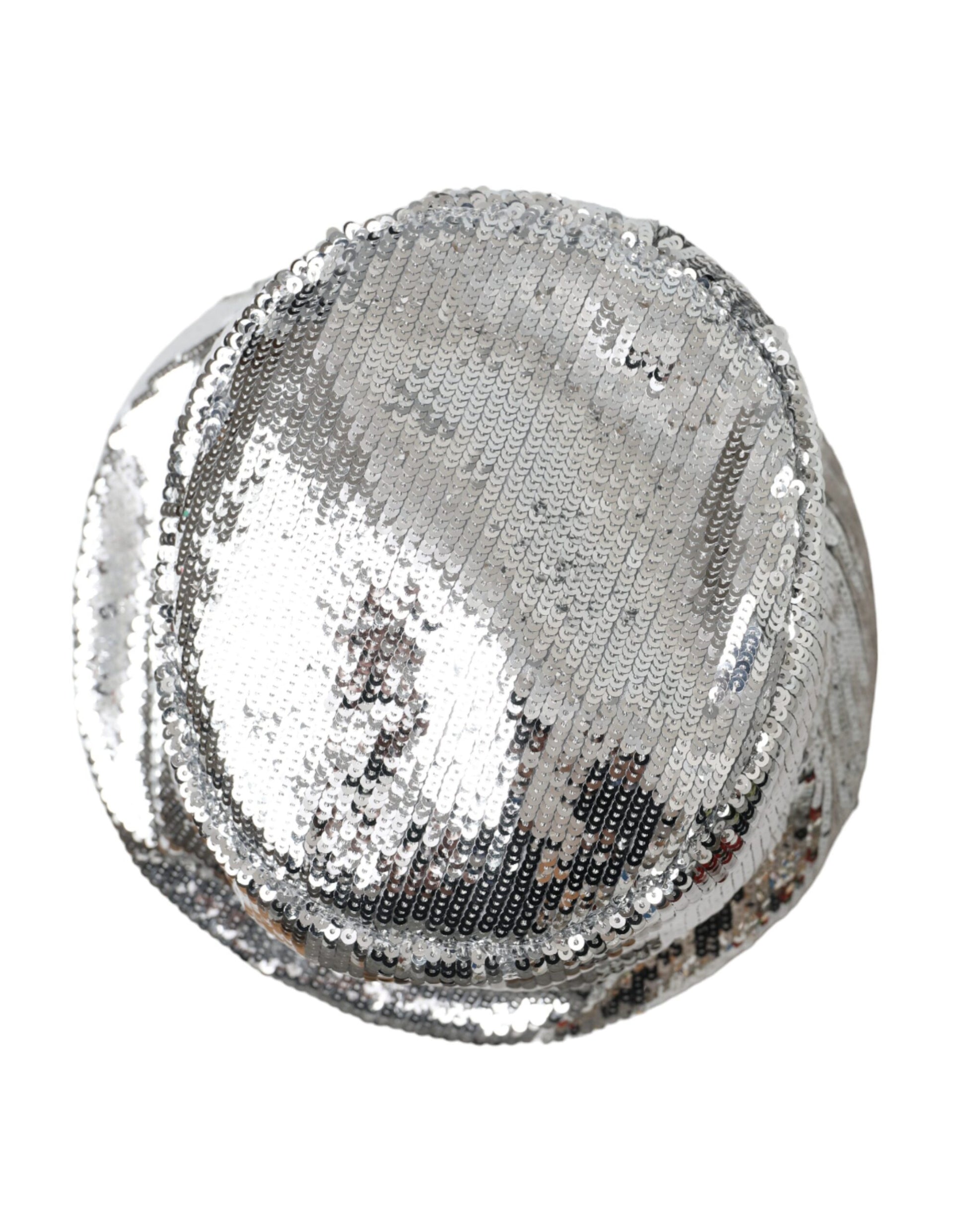 Dolce & Gabbana Silver Sequined Nylon Bucket Hat Men Curated Luxury Accessories by Orvyn