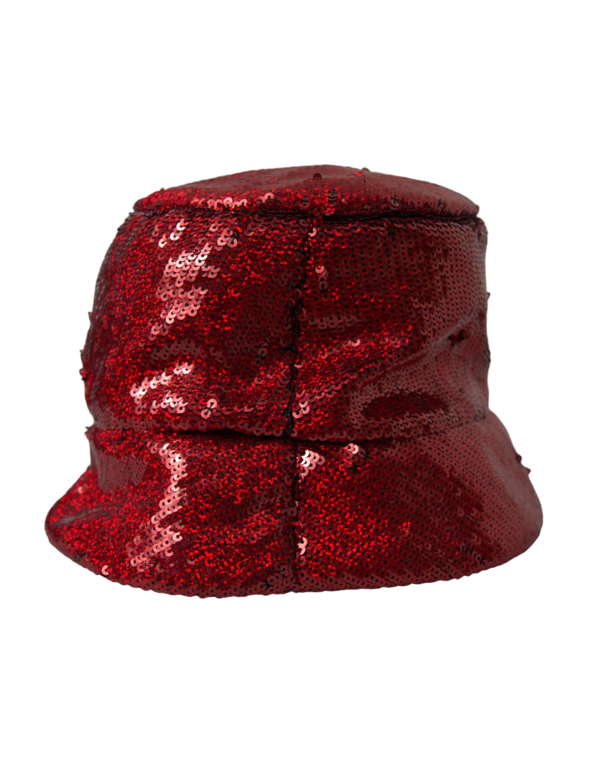 Dolce & Gabbana Red Sequined Nylon Bucket Hat Men Curated Luxury Accessories by Orvyn
