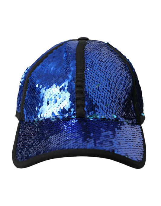 Dolce & Gabbana Royal Blue Sequin Baseball Hat Men Curated Luxury Accessories by Orvyn