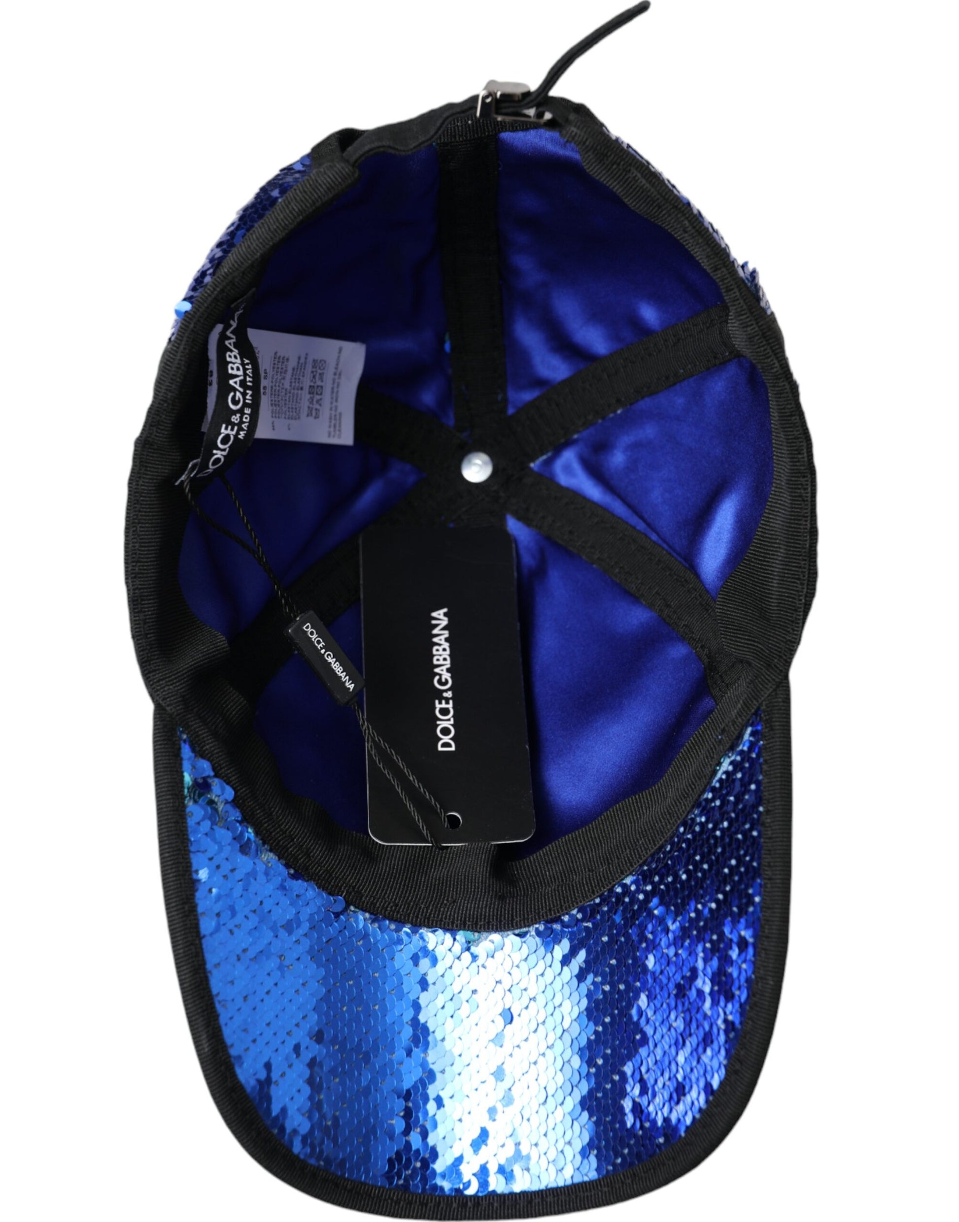 Dolce & Gabbana Royal Blue Sequin Baseball Hat Men Curated Luxury Accessories by Orvyn