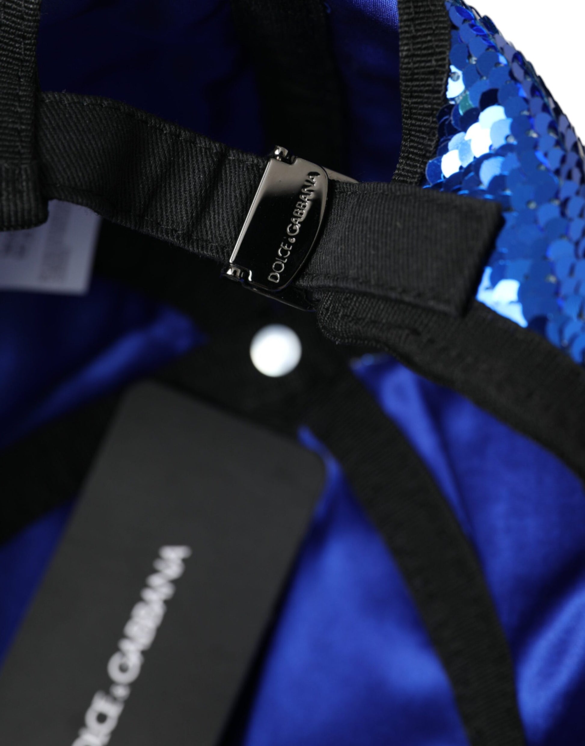 Dolce & Gabbana Royal Blue Sequin Baseball Hat Men Curated Luxury Accessories by Orvyn