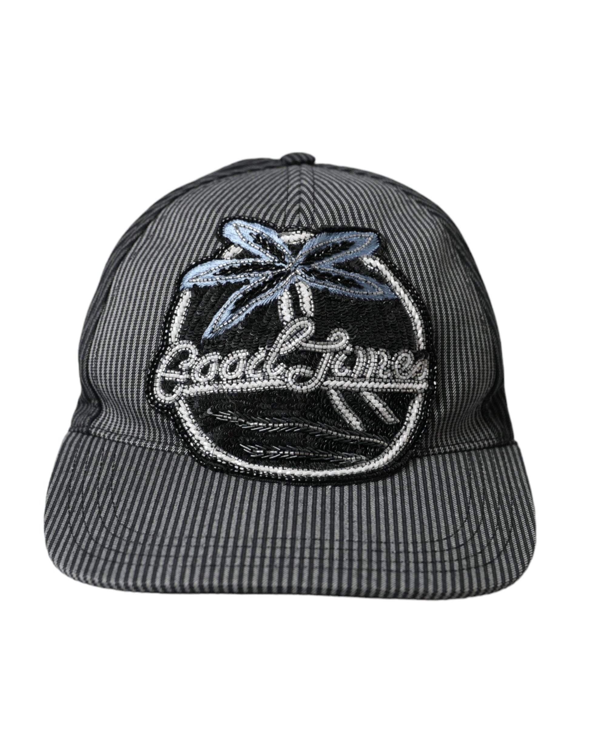 Dolce & Gabbana Black Cotton Embellished Baseball Hat Men Curated Luxury Accessories by Orvyn