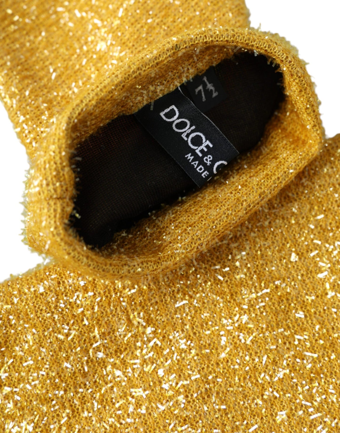 Dolce & Gabbana Gold Lurex Fantasia Mid Arm Length Gloves Curated Luxury Accessories by Orvyn