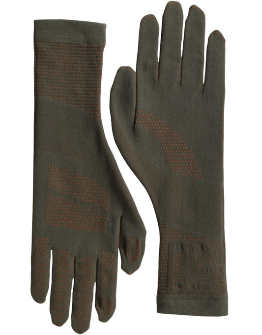 Dolce & Gabbana Brown Cotton Stretch Wrist Length Gloves Curated Luxury Accessories by Orvyn