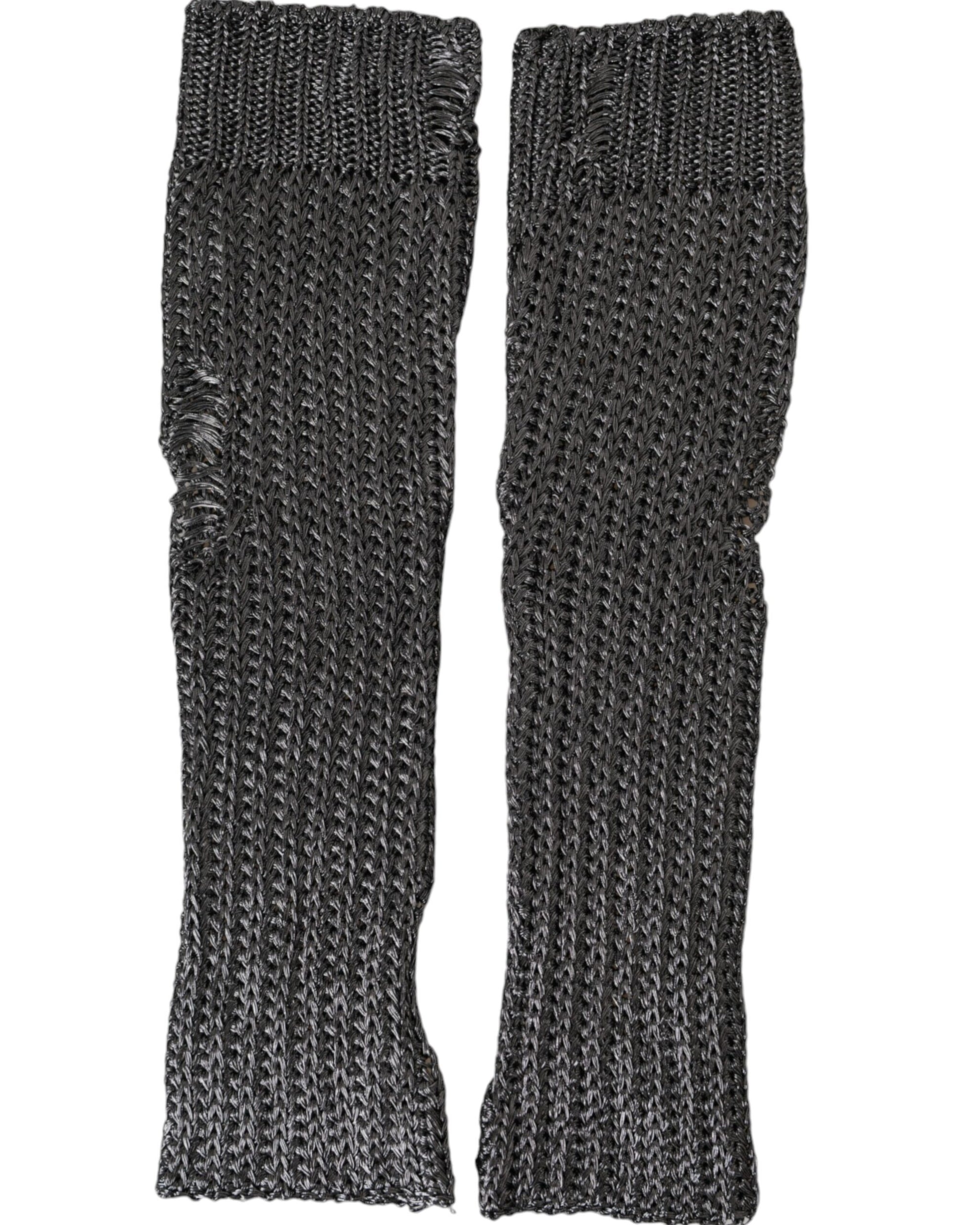 Dolce & Gabbana Gray Viscose Knitted Finger Less Gloves Curated Luxury Accessories by Orvyn