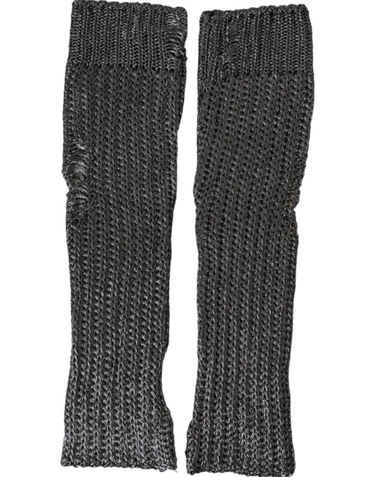 Dolce & Gabbana Gray Viscose Knitted Finger Less Gloves Curated Luxury Accessories by Orvyn