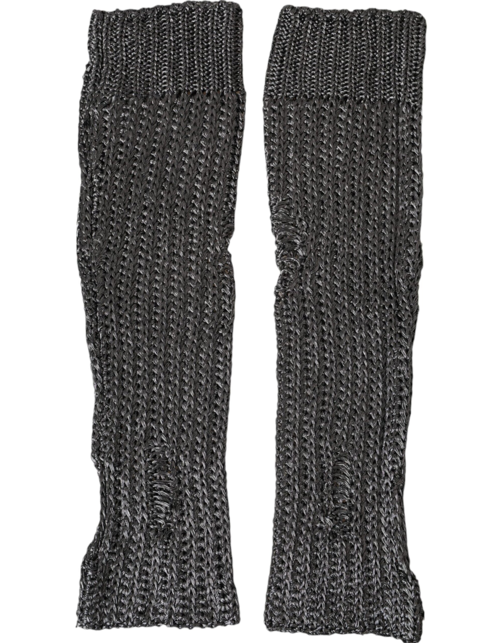 Dolce & Gabbana Gray Viscose Knitted Finger Less Gloves Curated Luxury Accessories by Orvyn