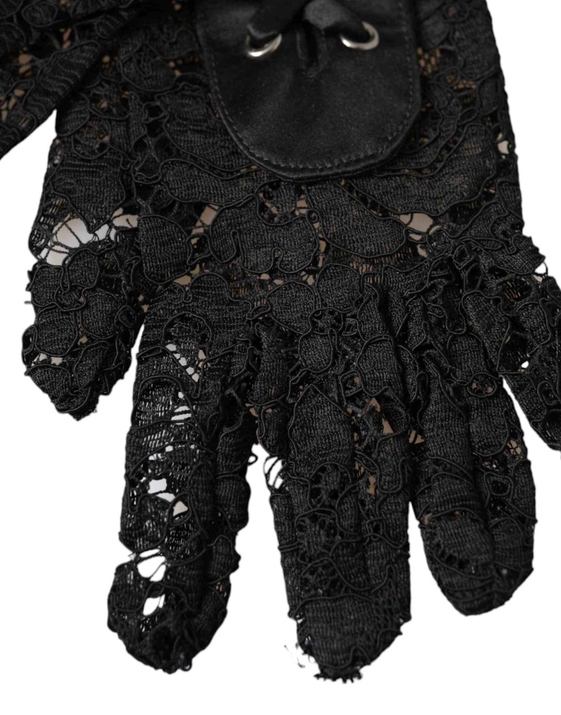 Dolce & Gabbana Black Taormina Lace Elbow Length Gloves Curated Luxury Accessories by Orvyn