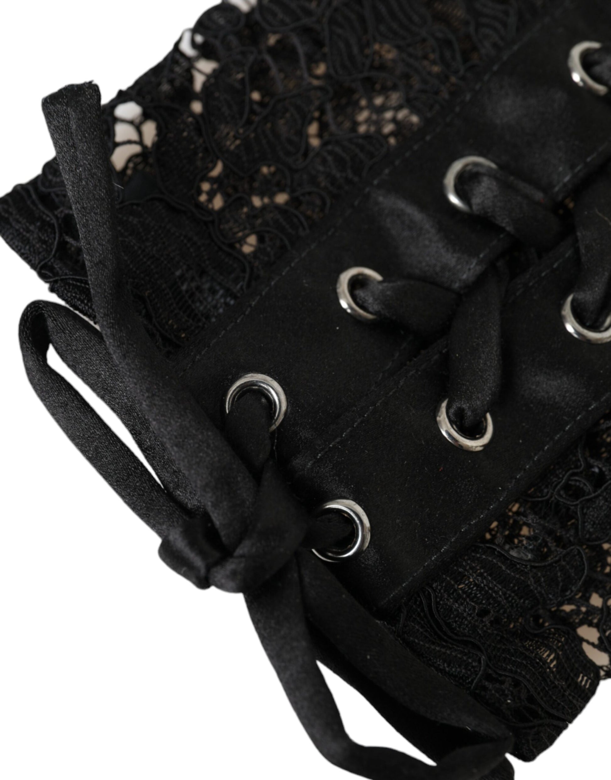 Dolce & Gabbana Black Taormina Lace Elbow Length Gloves Curated Luxury Accessories by Orvyn