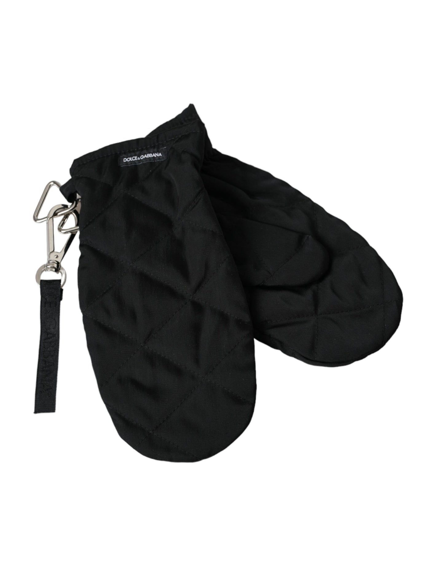 Dolce & Gabbana Black Quilted Nylon Wrist Length Mitten Gloves Curated Luxury Accessories by Orvyn