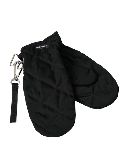 Dolce & Gabbana Black Quilted Nylon Wrist Length Mitten Gloves Curated Luxury Accessories by Orvyn