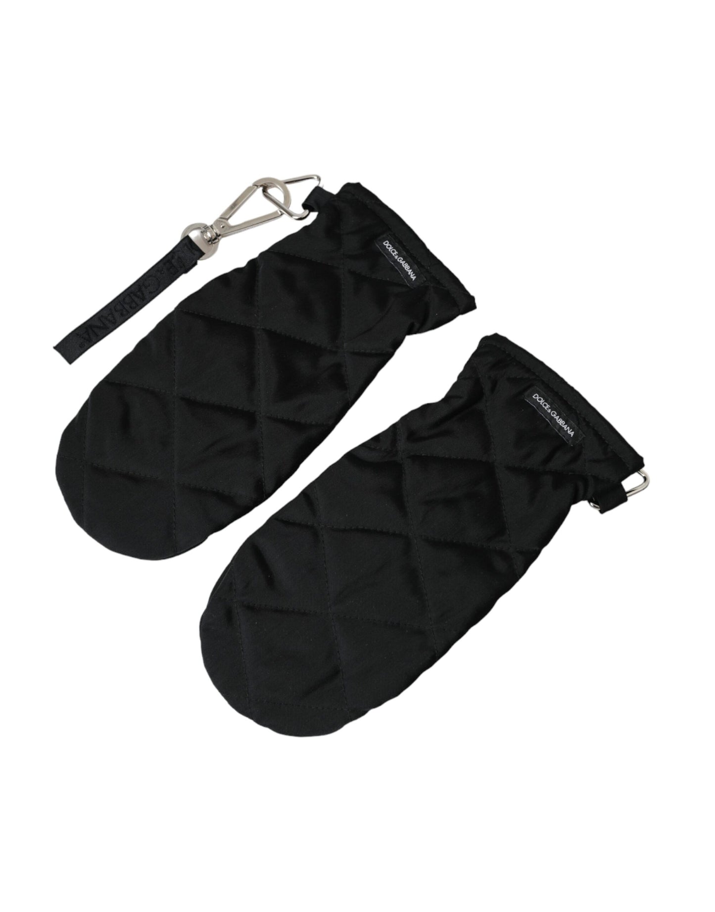 Dolce & Gabbana Black Quilted Nylon Wrist Length Mitten Gloves Curated Luxury Accessories by Orvyn