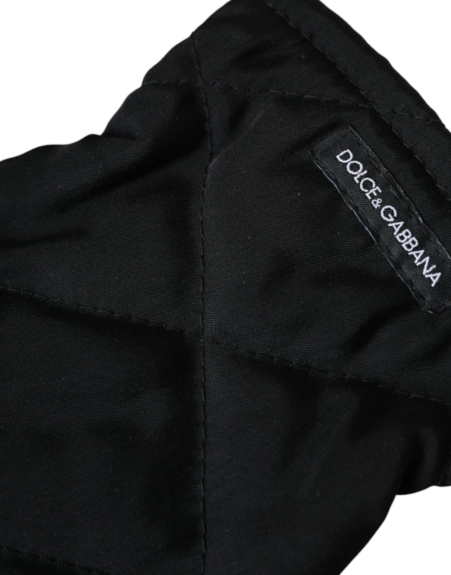 Dolce & Gabbana Black Quilted Nylon Wrist Length Mitten Gloves Curated Luxury Accessories by Orvyn