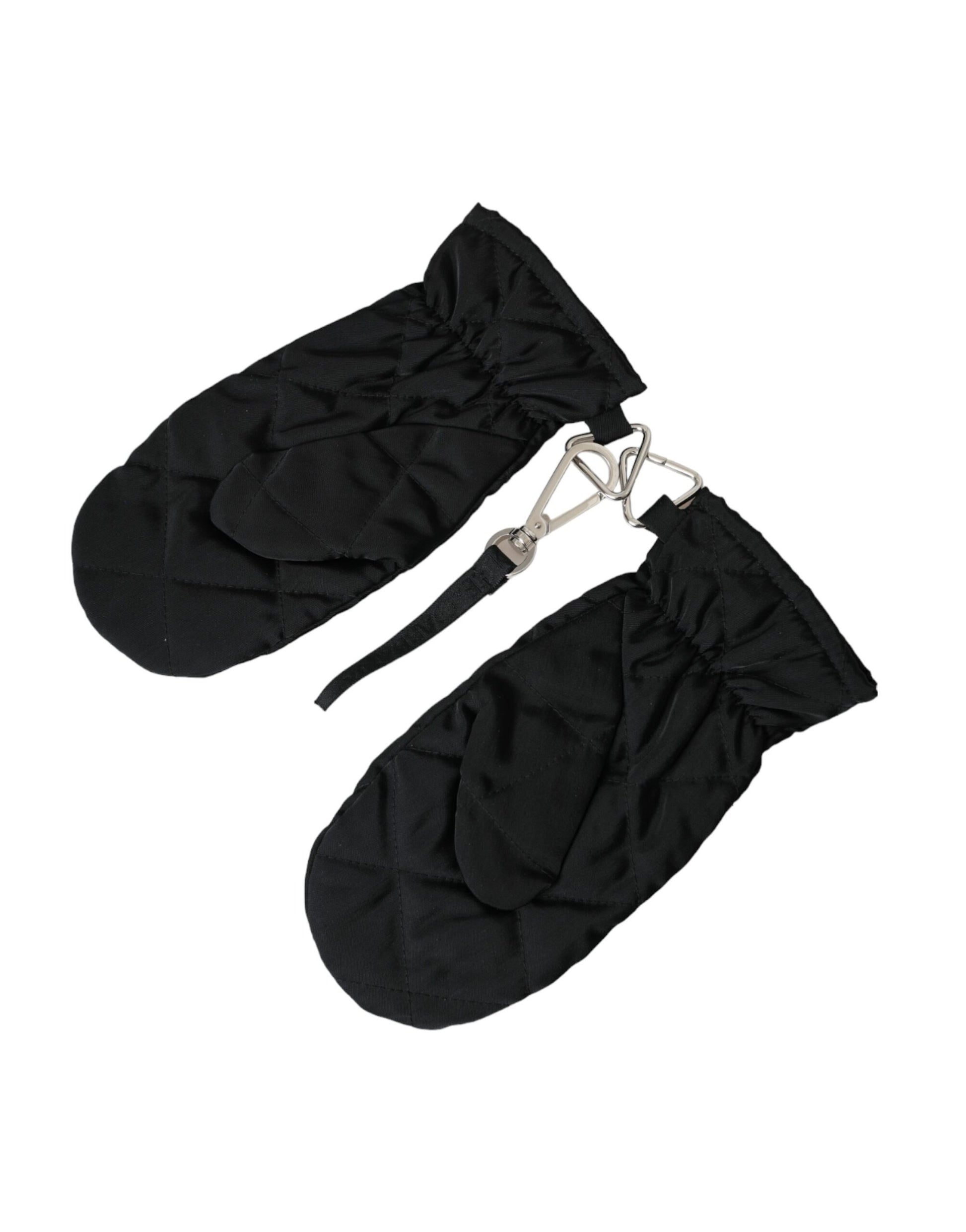 Dolce & Gabbana Black Quilted Nylon Wrist Length Mitten Gloves Curated Luxury Accessories by Orvyn