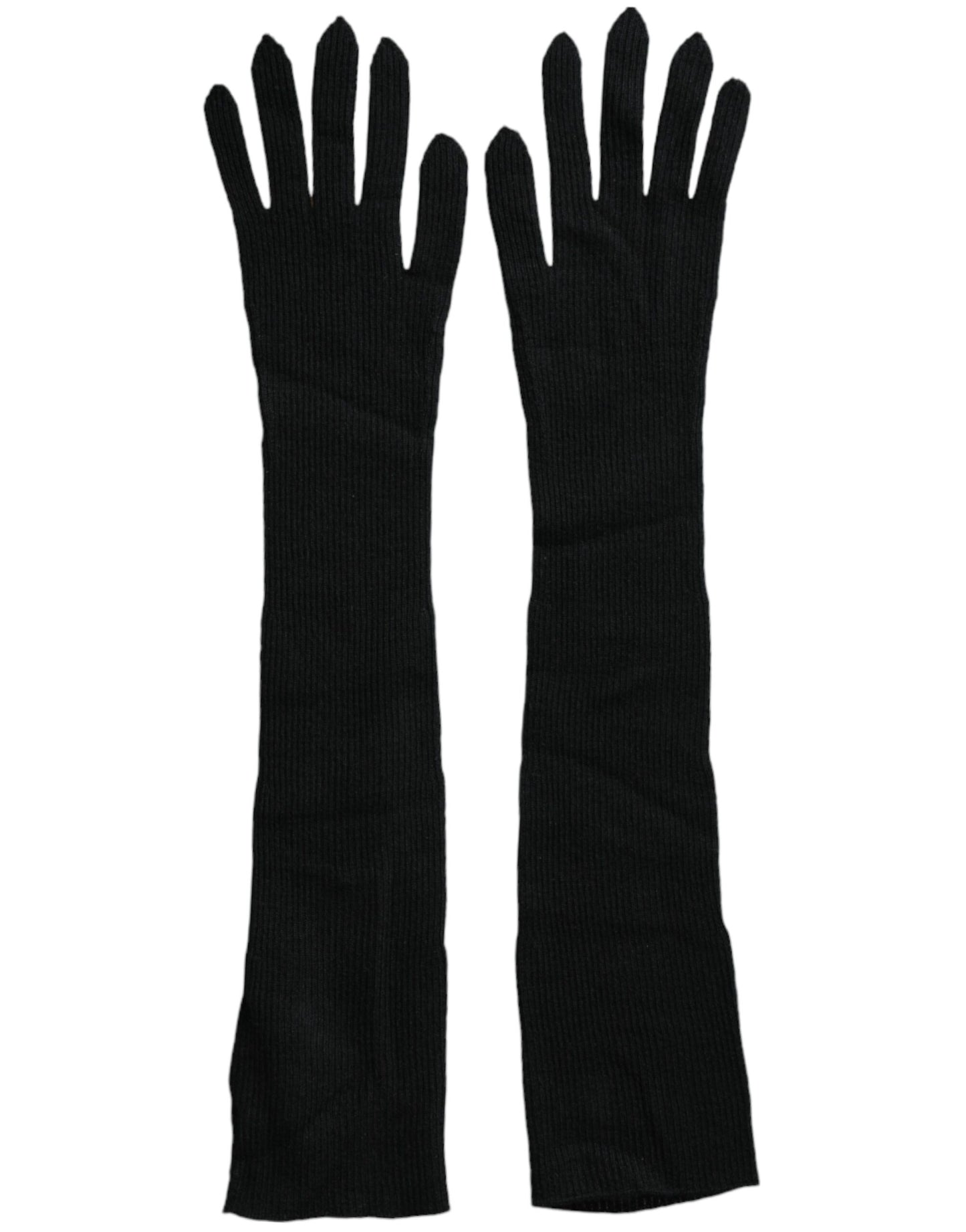 Dolce & Gabbana Black Cashmere Knitted Elbow Length Gloves Curated Luxury Accessories by Orvyn