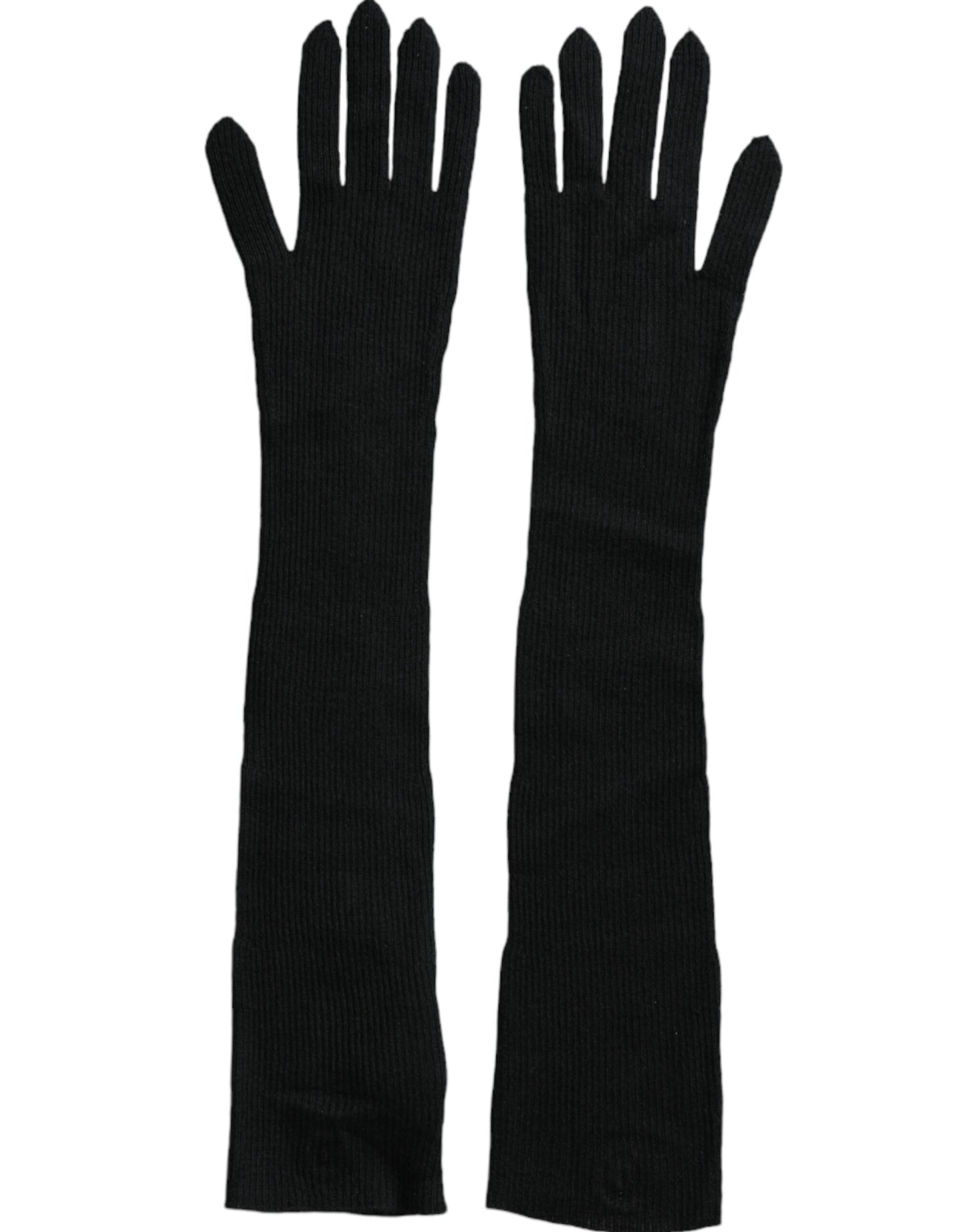 Dolce & Gabbana Black Cashmere Knitted Elbow Length Gloves Curated Luxury Accessories by Orvyn