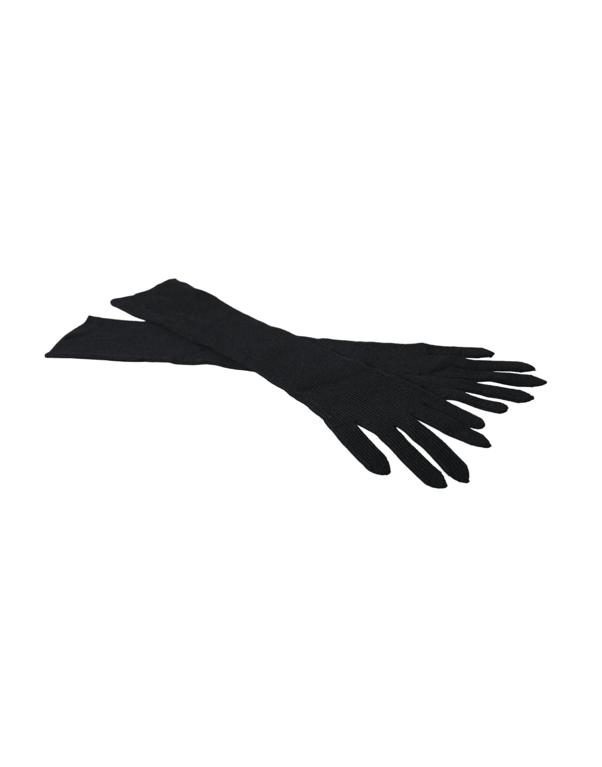 Dolce & Gabbana Black Cashmere Knitted Elbow Length Gloves Curated Luxury Accessories by Orvyn