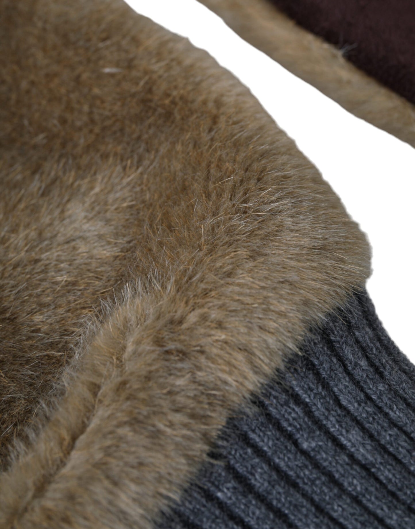 Dolce & Gabbana Beige Acrylic Knitted Fur Wrist Mitten Gloves Curated Luxury Accessories by Orvyn