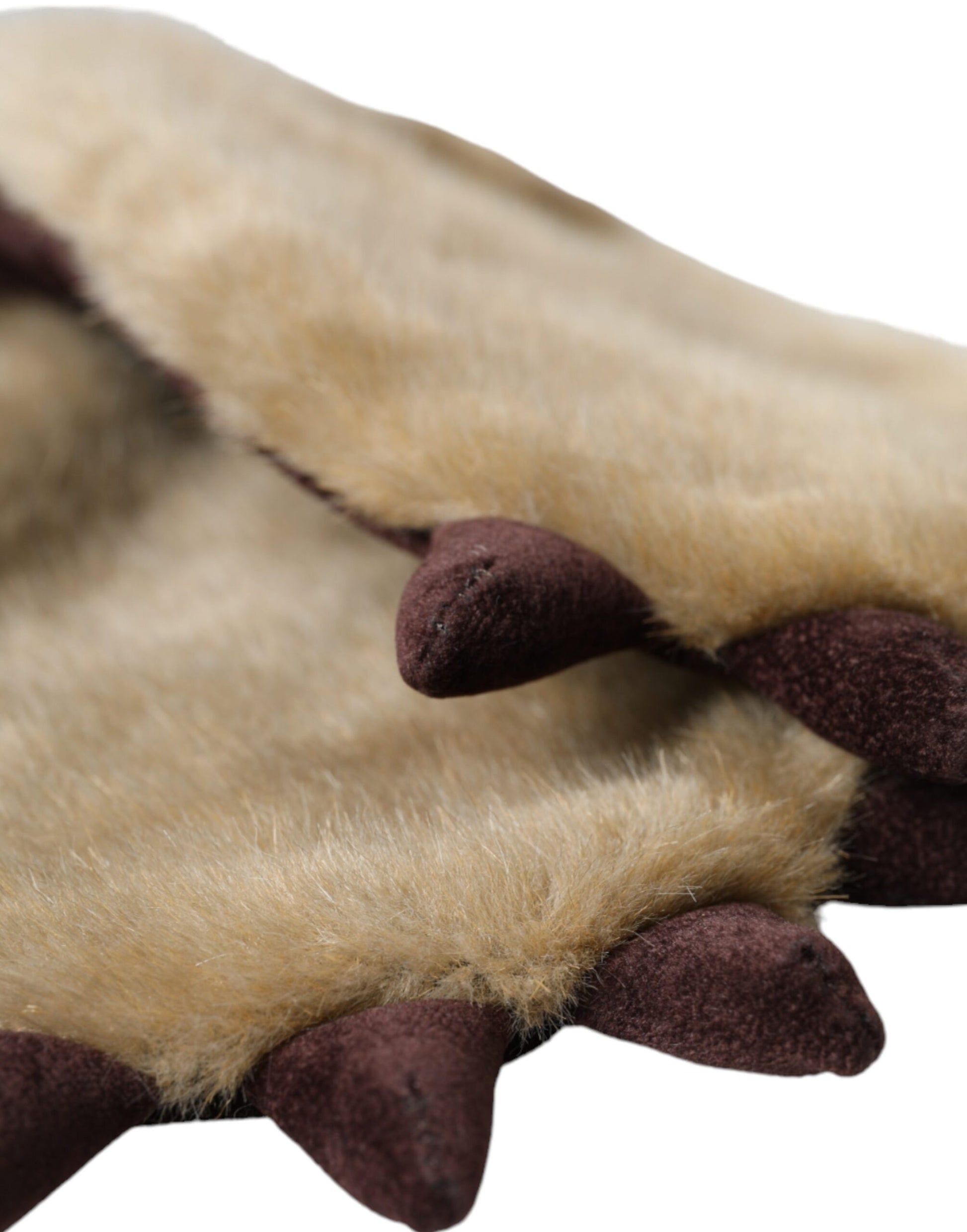 Dolce & Gabbana Beige Acrylic Knitted Fur Wrist Mitten Gloves Curated Luxury Accessories by Orvyn