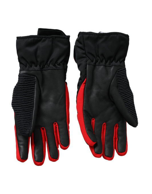 Dolce & Gabbana Black Red Nylon Wrist Length Gloves Curated Luxury Accessories by Orvyn