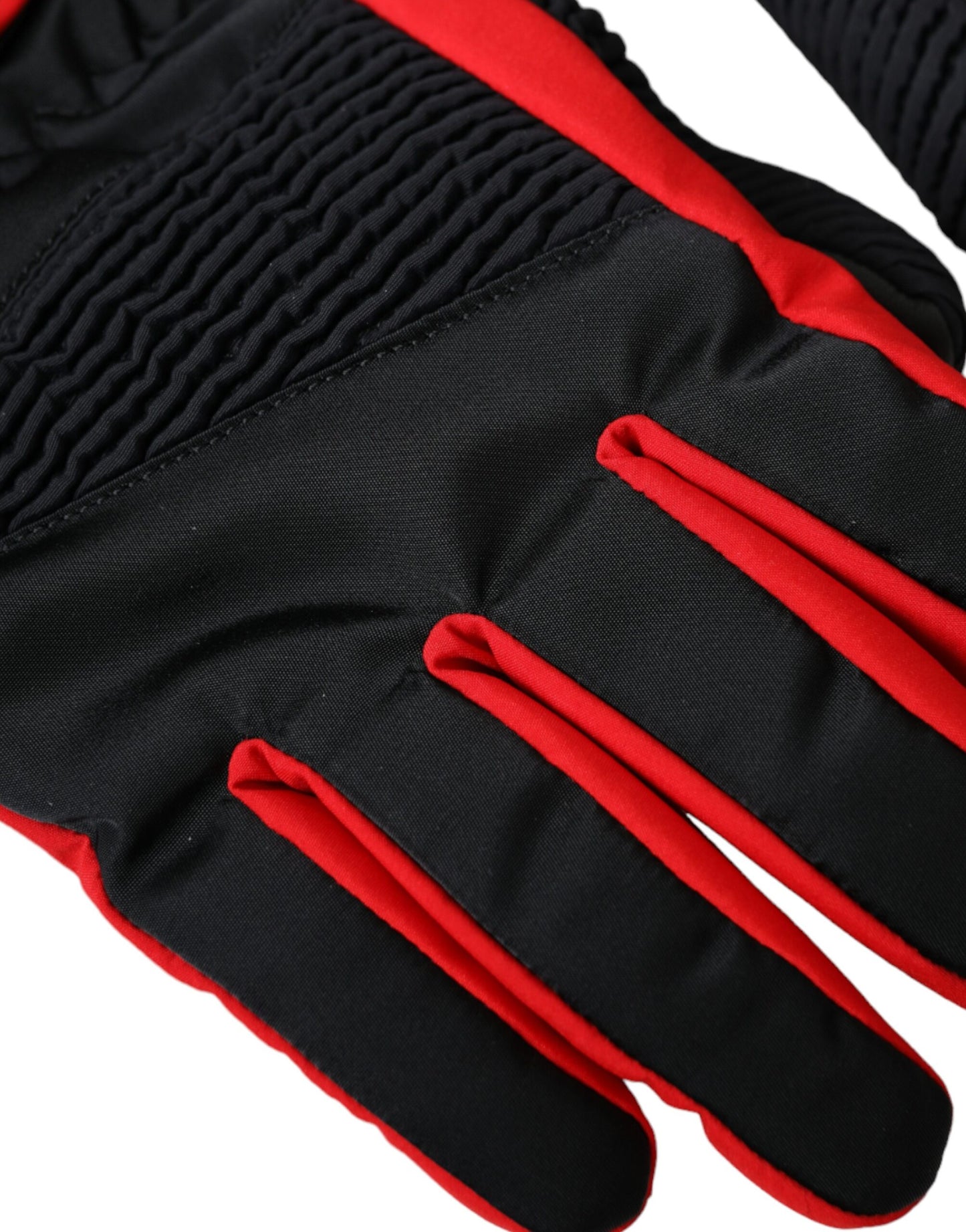 Dolce & Gabbana Black Red Nylon Wrist Length Gloves Curated Luxury Accessories by Orvyn