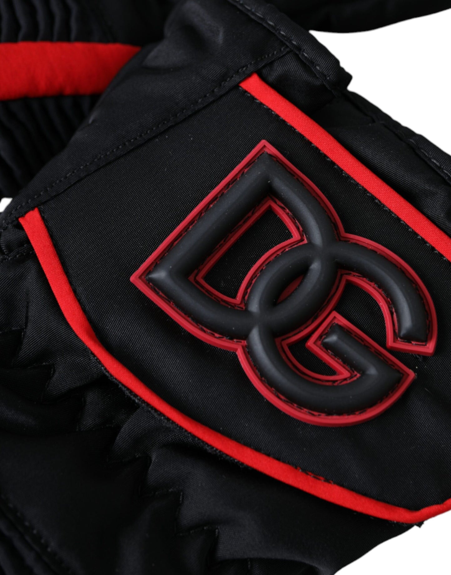 Dolce & Gabbana Black Red Nylon Wrist Length Gloves Curated Luxury Accessories by Orvyn