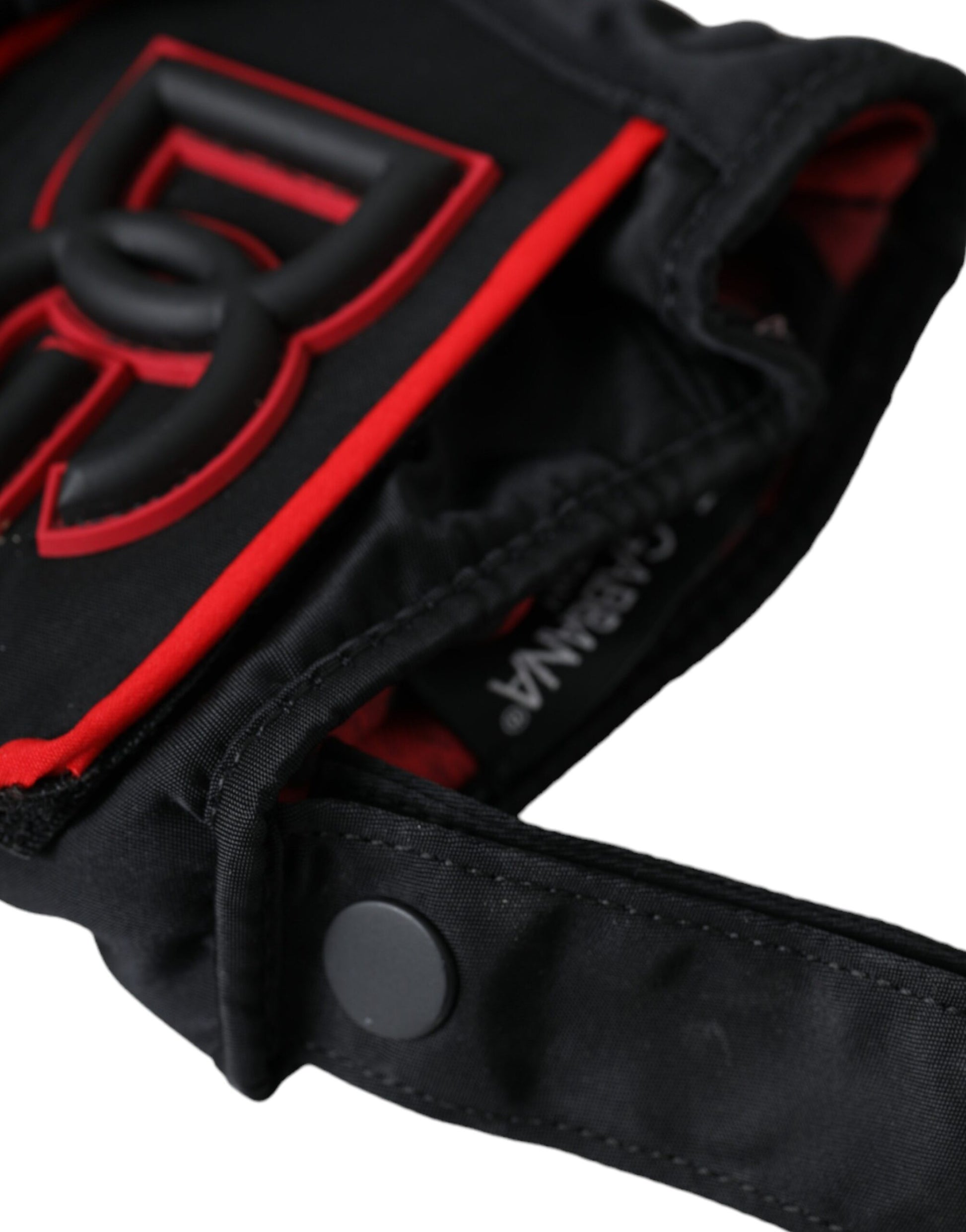Dolce & Gabbana Black Red Nylon Wrist Length Gloves Curated Luxury Accessories by Orvyn