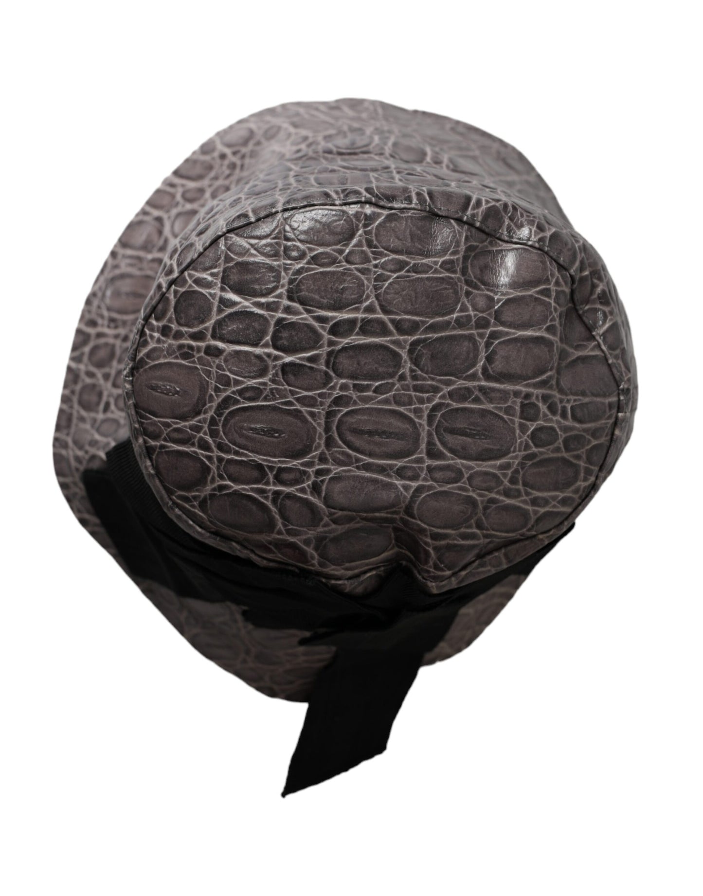 Dolce & Gabbana Black Gray Patterned Leather Bucket Hat Curated Luxury Accessories by Orvyn