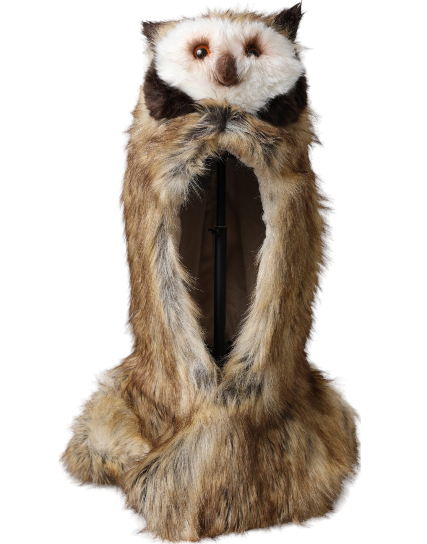 Dolce & Gabbana Brown Owl Faux Fur Whole Head Cap Hat Curated Luxury Accessories by Orvyn