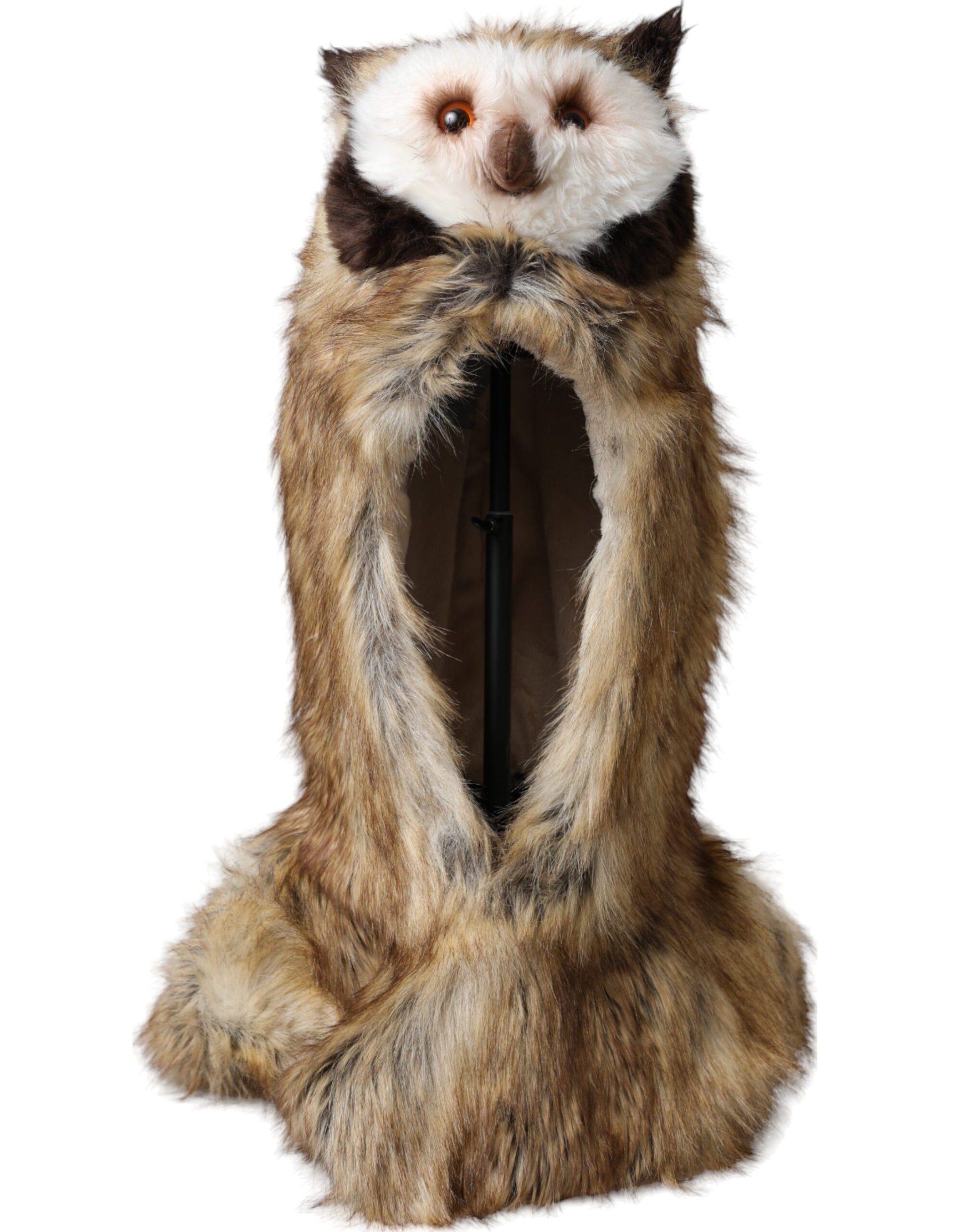 Dolce & Gabbana Brown Owl Faux Fur Whole Head Cap Hat Curated Luxury Accessories by Orvyn
