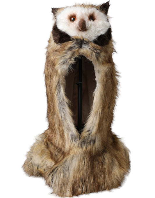 Dolce & Gabbana Brown Owl Faux Fur Whole Head Cap Hat Curated Luxury Accessories by Orvyn