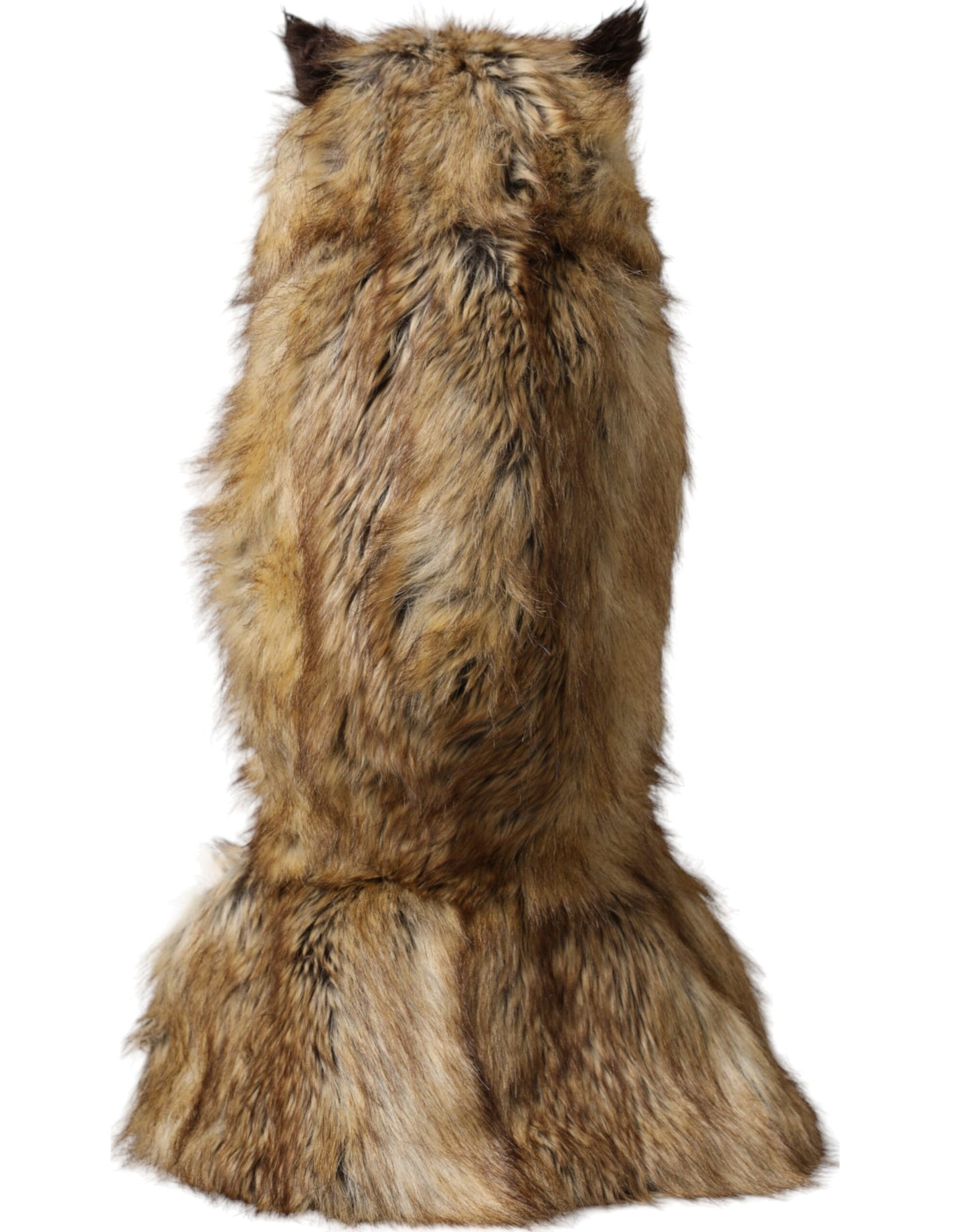 Dolce & Gabbana Brown Owl Faux Fur Whole Head Cap Hat Curated Luxury Accessories by Orvyn