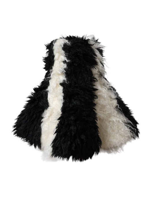 Dolce & Gabbana Black White Stripes Mohair Fur Bucket Hat Curated Luxury Accessories by Orvyn