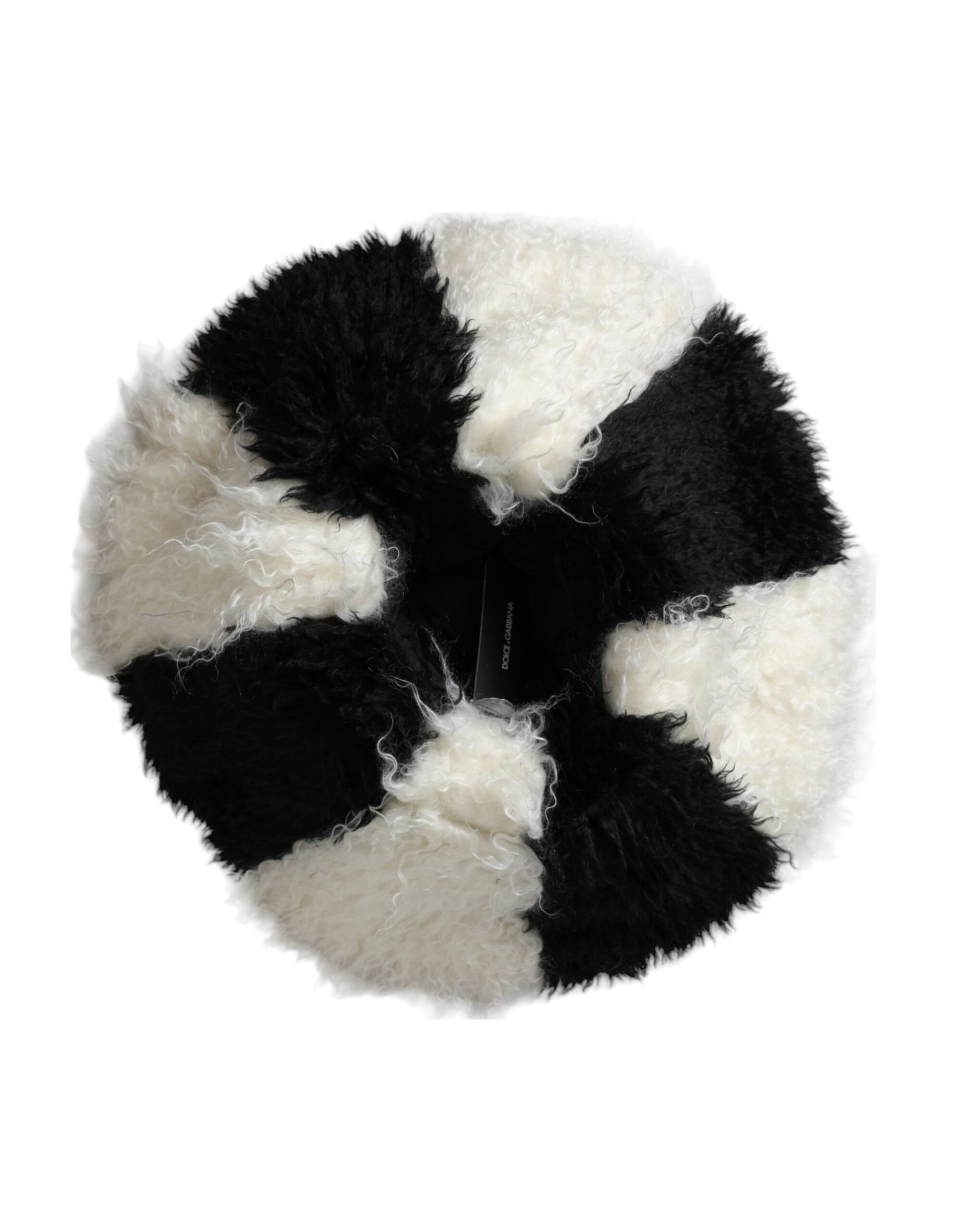 Dolce & Gabbana Black White Stripes Mohair Fur Bucket Hat Curated Luxury Accessories by Orvyn