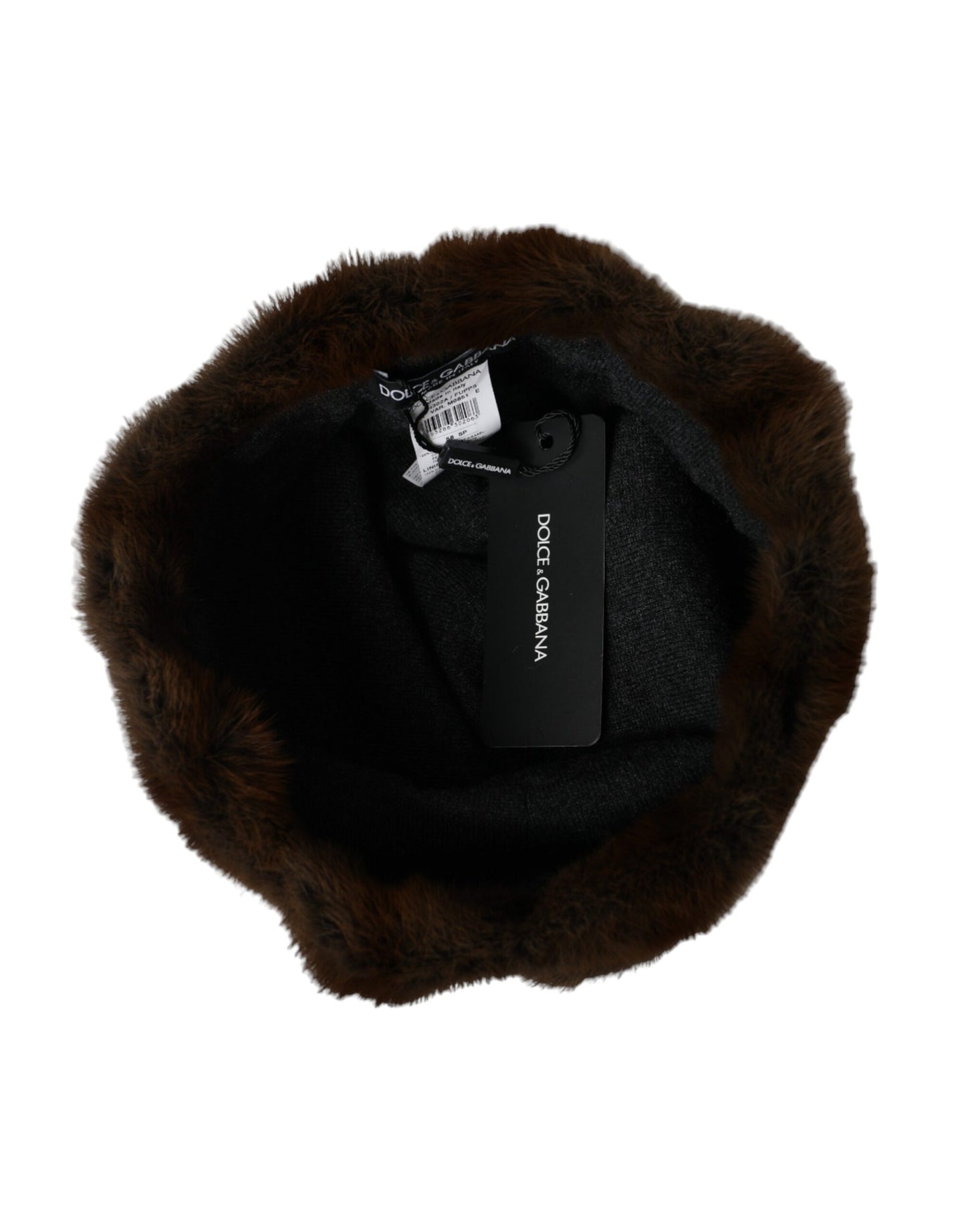 Dolce & Gabbana Brown Weasel Fur Womens Cashmere Hat Beanie Curated Luxury Accessories by Orvyn