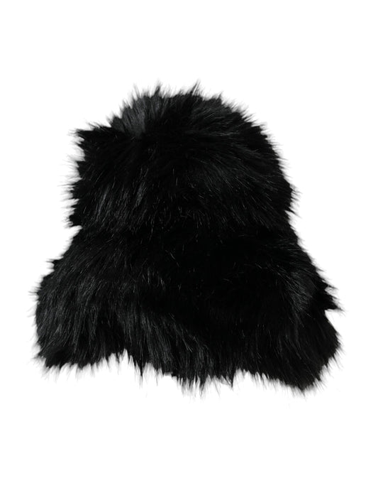 Dolce & Gabbana Black Faux Fur Womens Bucket Hat Curated Luxury Accessories by Orvyn
